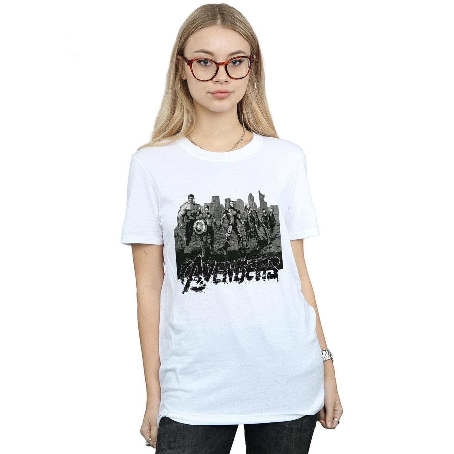 Avengers Mono Team Art Cotton Boyfriend T Shirt