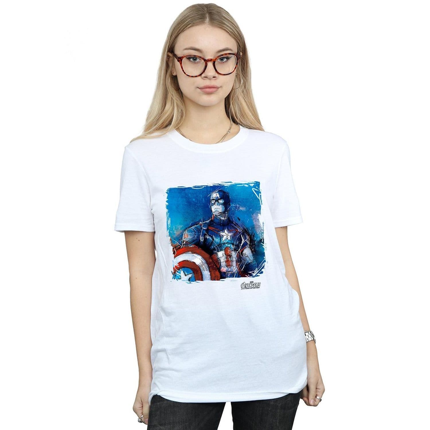 Captain America Art Cotton Boyfriend T Shirt