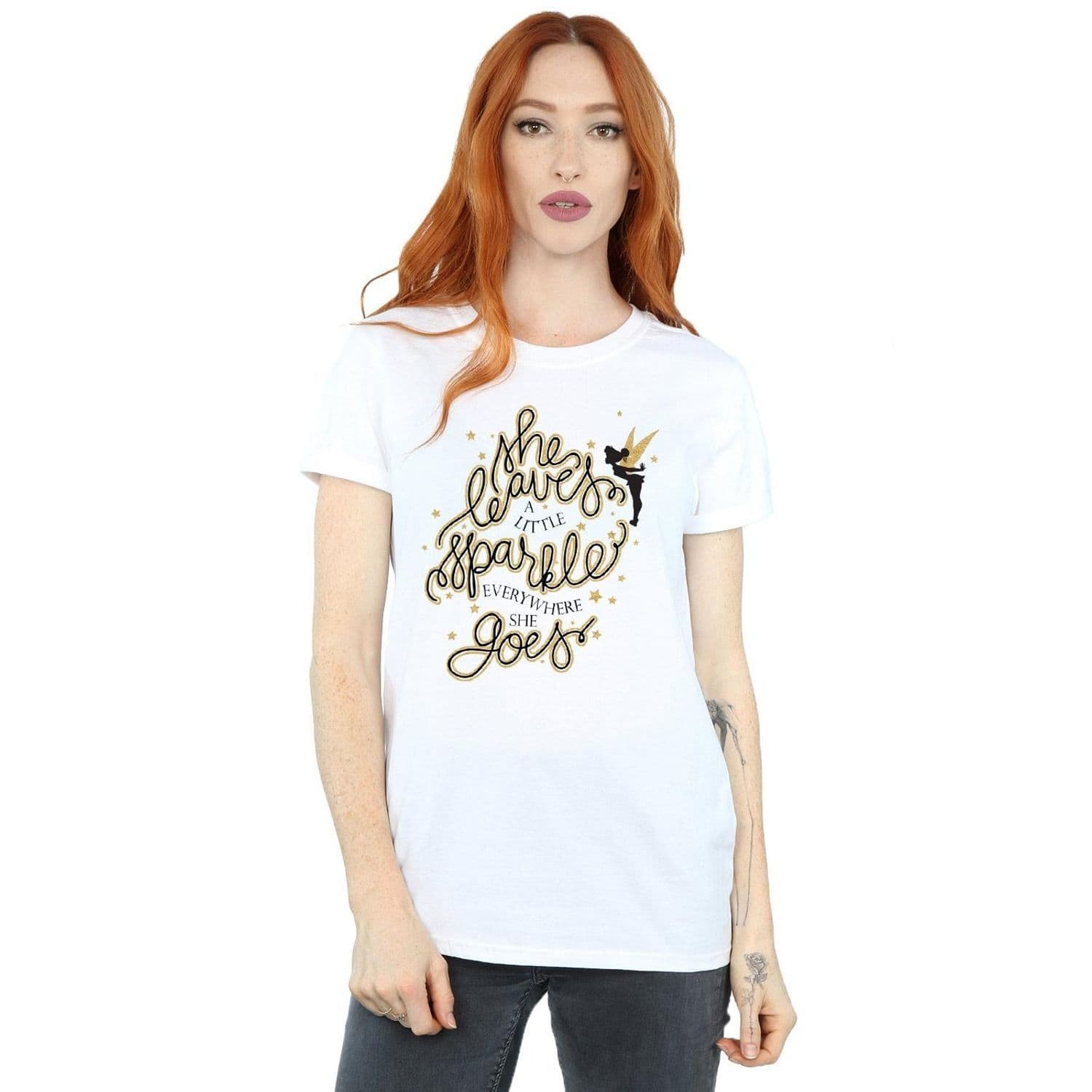 Tinkerbell Stars Cotton Boyfriend T Shirt