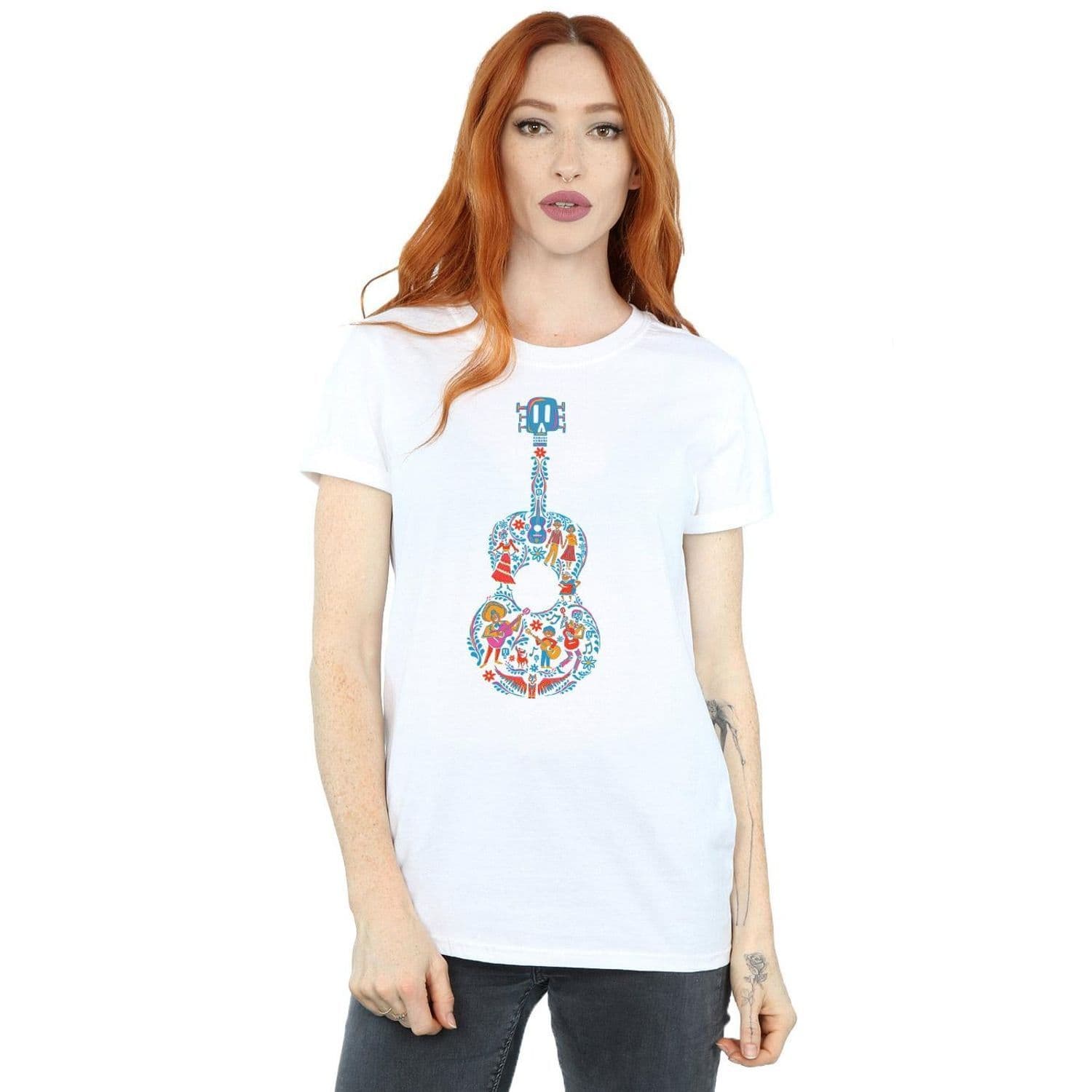 Coco Guitar Pattern Cotton Boyfriend T Shirt
