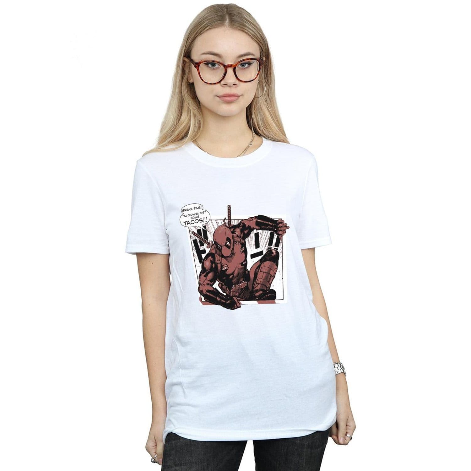 Deadpool Breaktime Tacos Cotton Boyfriend T Shirt