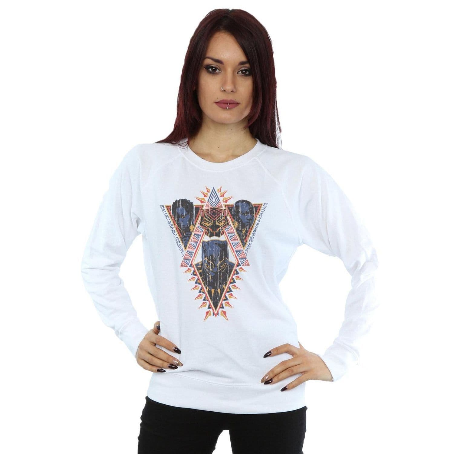 Panther Tribal Heads Sweatshirt White