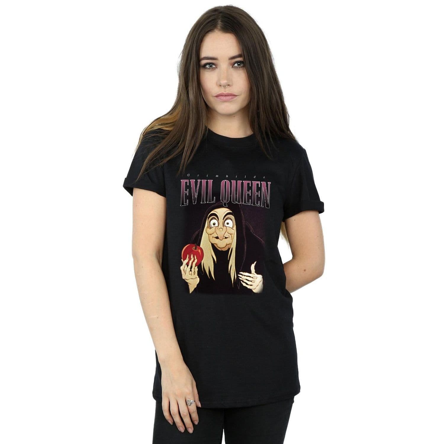 Snow White Evil Queen Montage Cotton Boyfriend T Shirt Black
