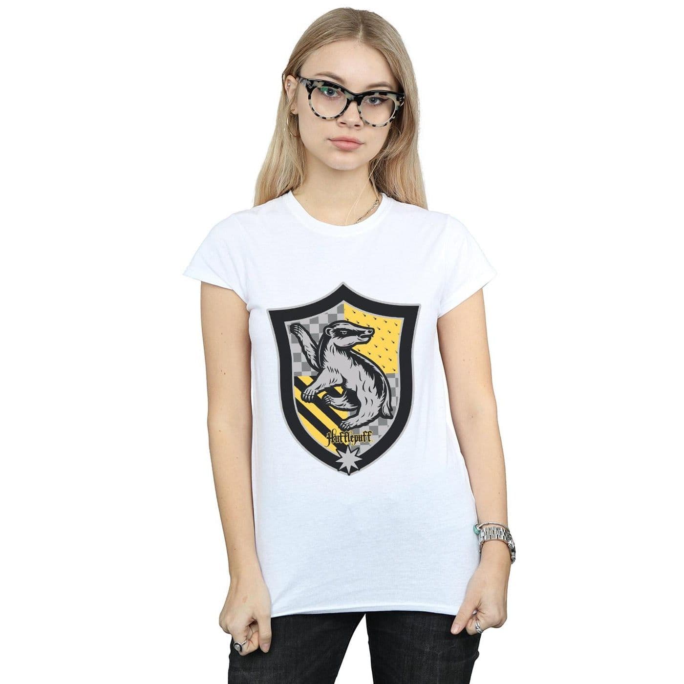 Hufflepuff Crest Flat Cotton T Shirt