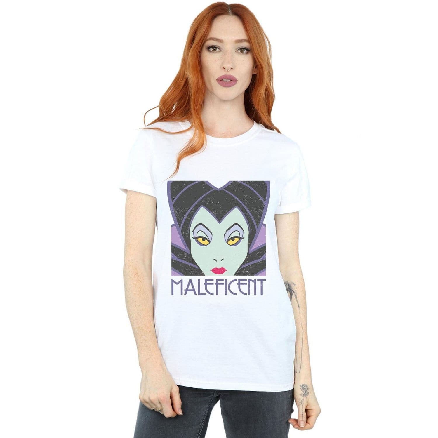 Maleficent Cropped Head Cotton Boyfriend T Shirt