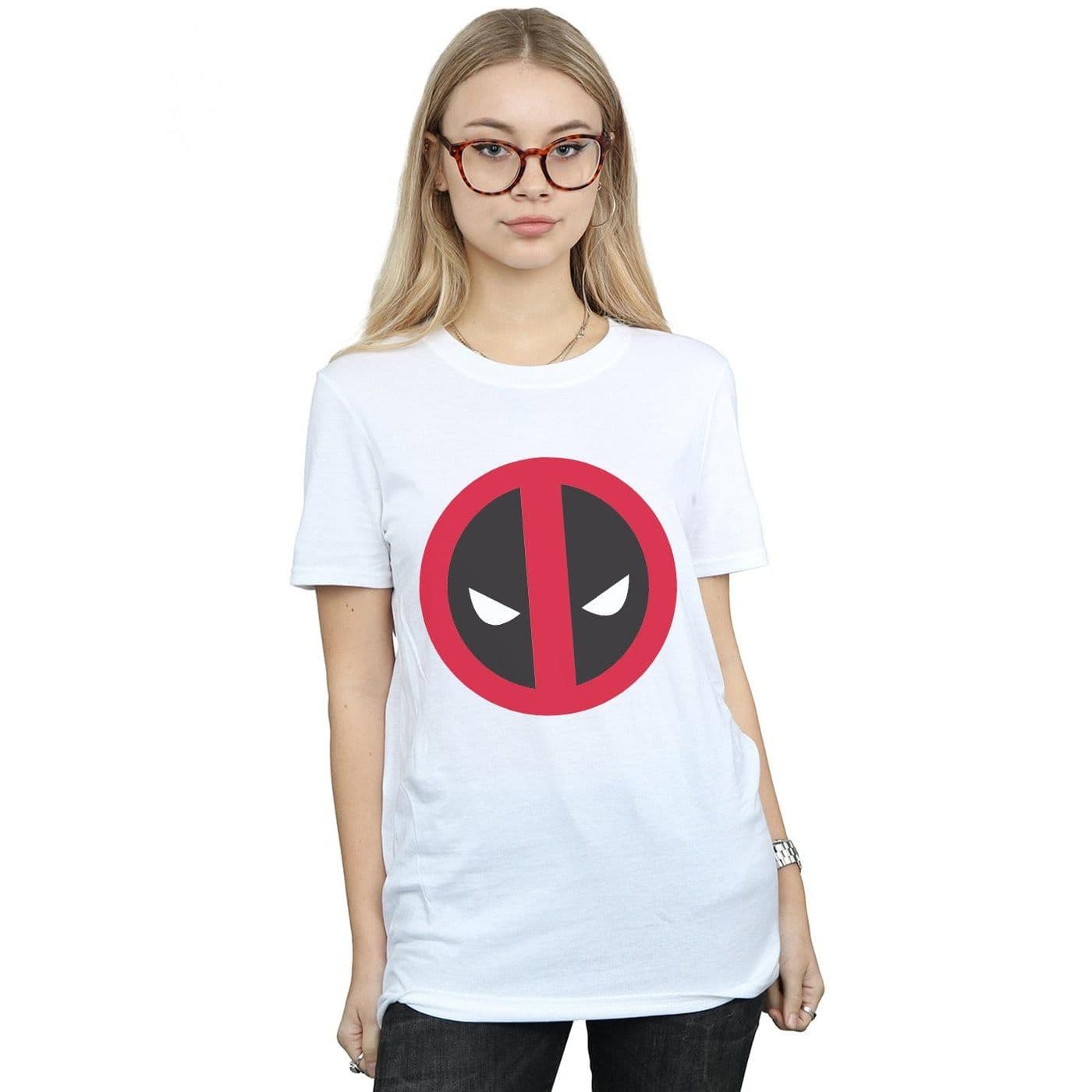 Deadpool Large Clean Logo Cotton Boyfriend T Shirt