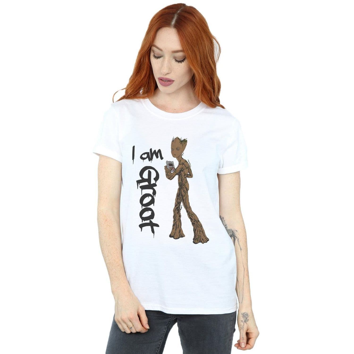 Avengers Infinity War Graffiti Groot Cotton Boyfriend T Shirt