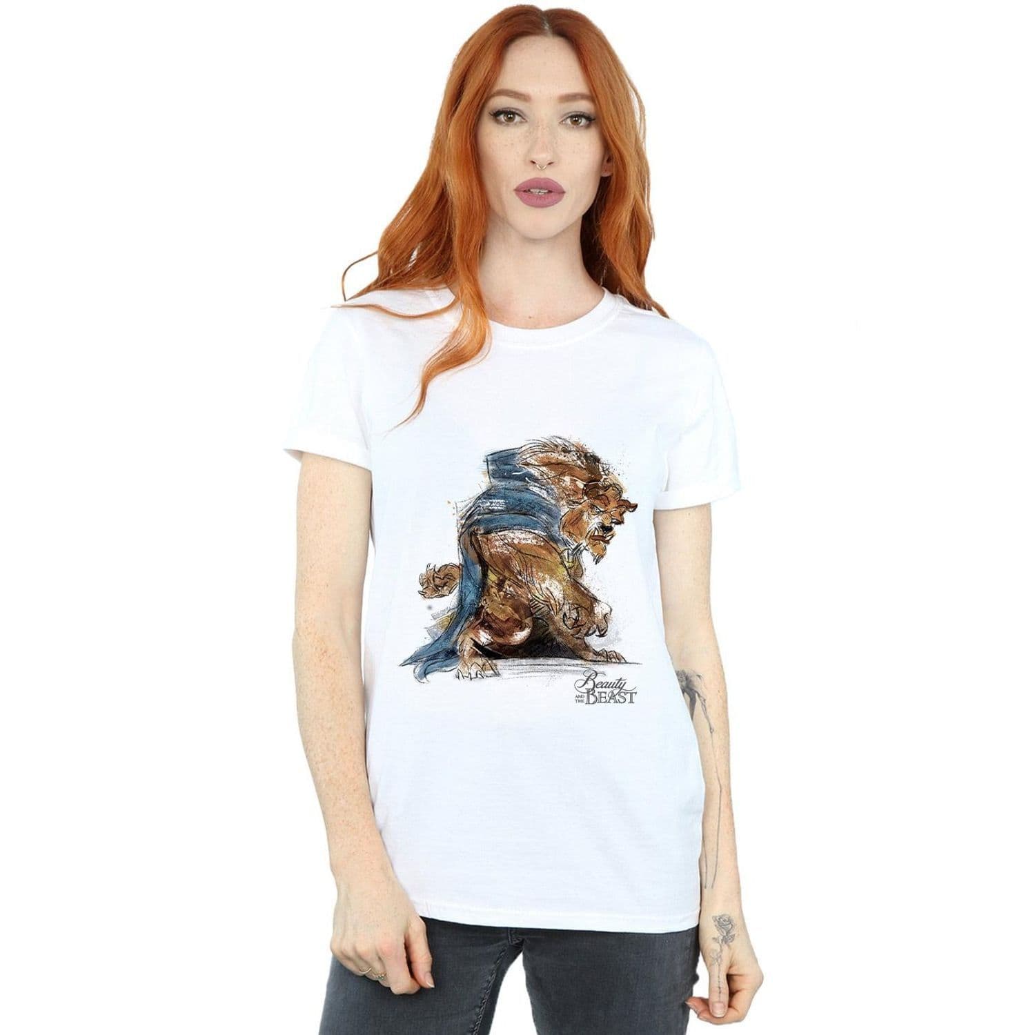 Beauty & Beast Beast Sketch Cotton Boyfriend T Shirt