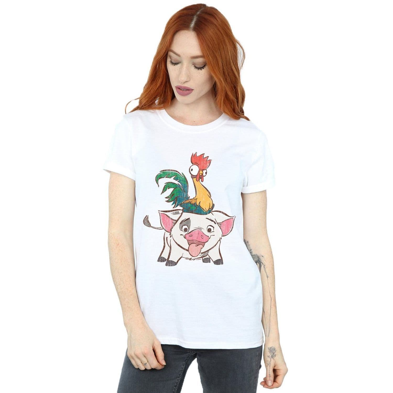 Moana Hei Hei & Pua Cotton Boyfriend T Shirt