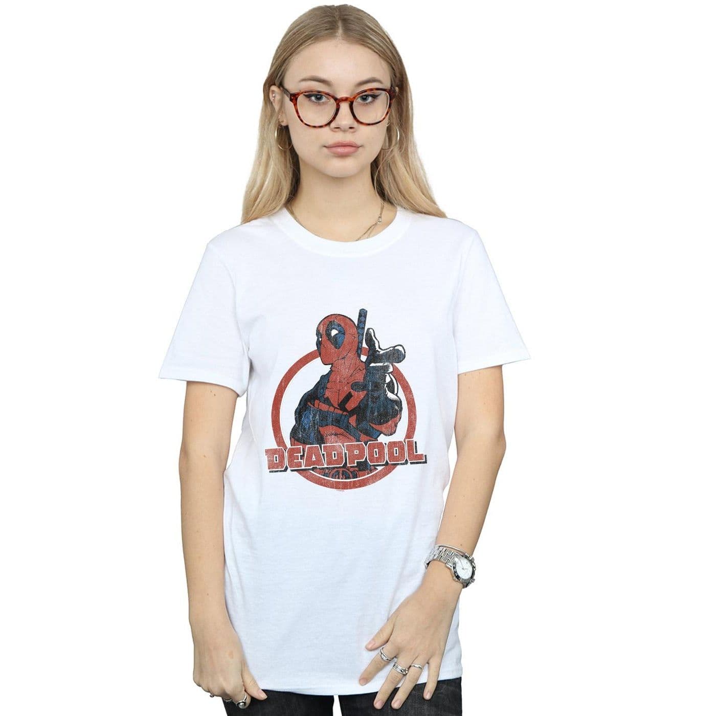 Deadpool Gun Finger Cotton Boyfriend T Shirt