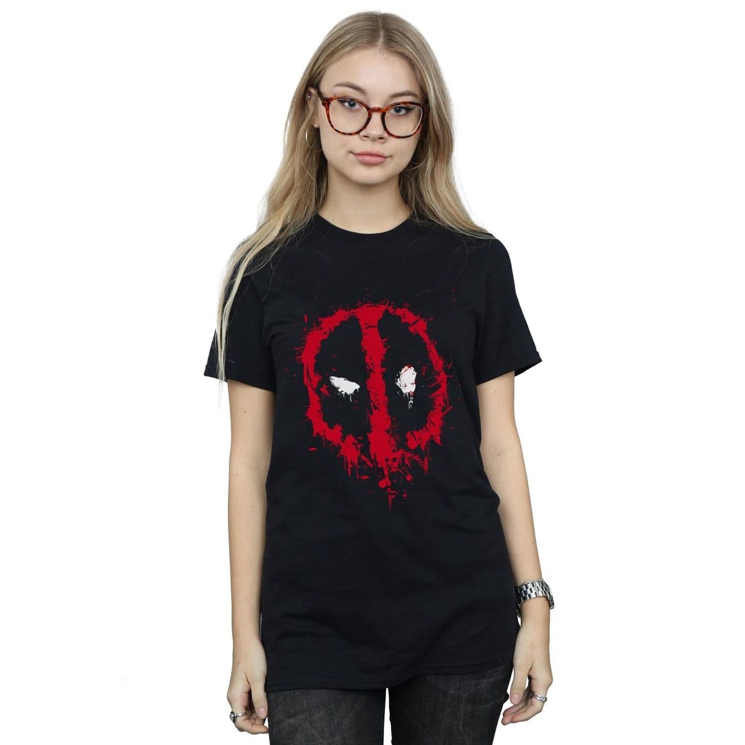 Deadpool Splat Face Cotton Boyfriend T Shirt