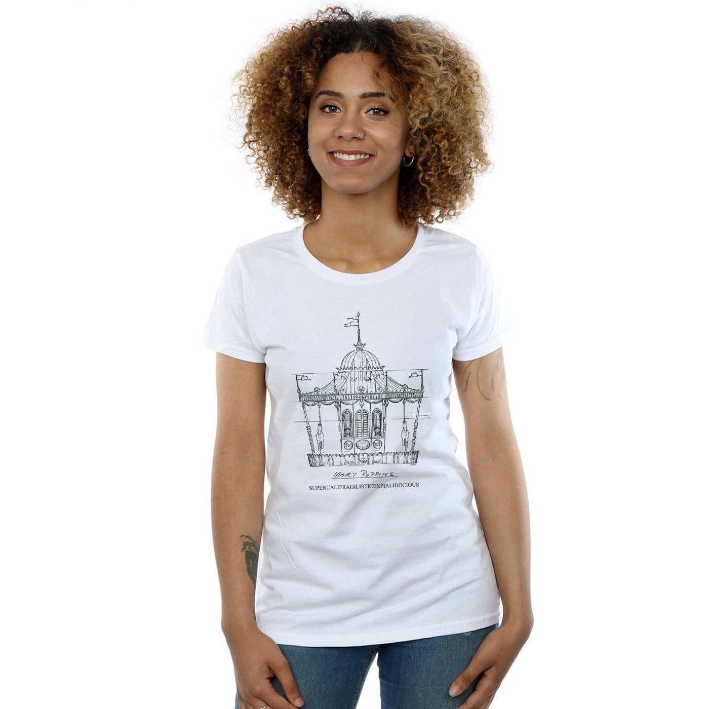Mary Poppins Carousel Sketch Cotton T Shirt