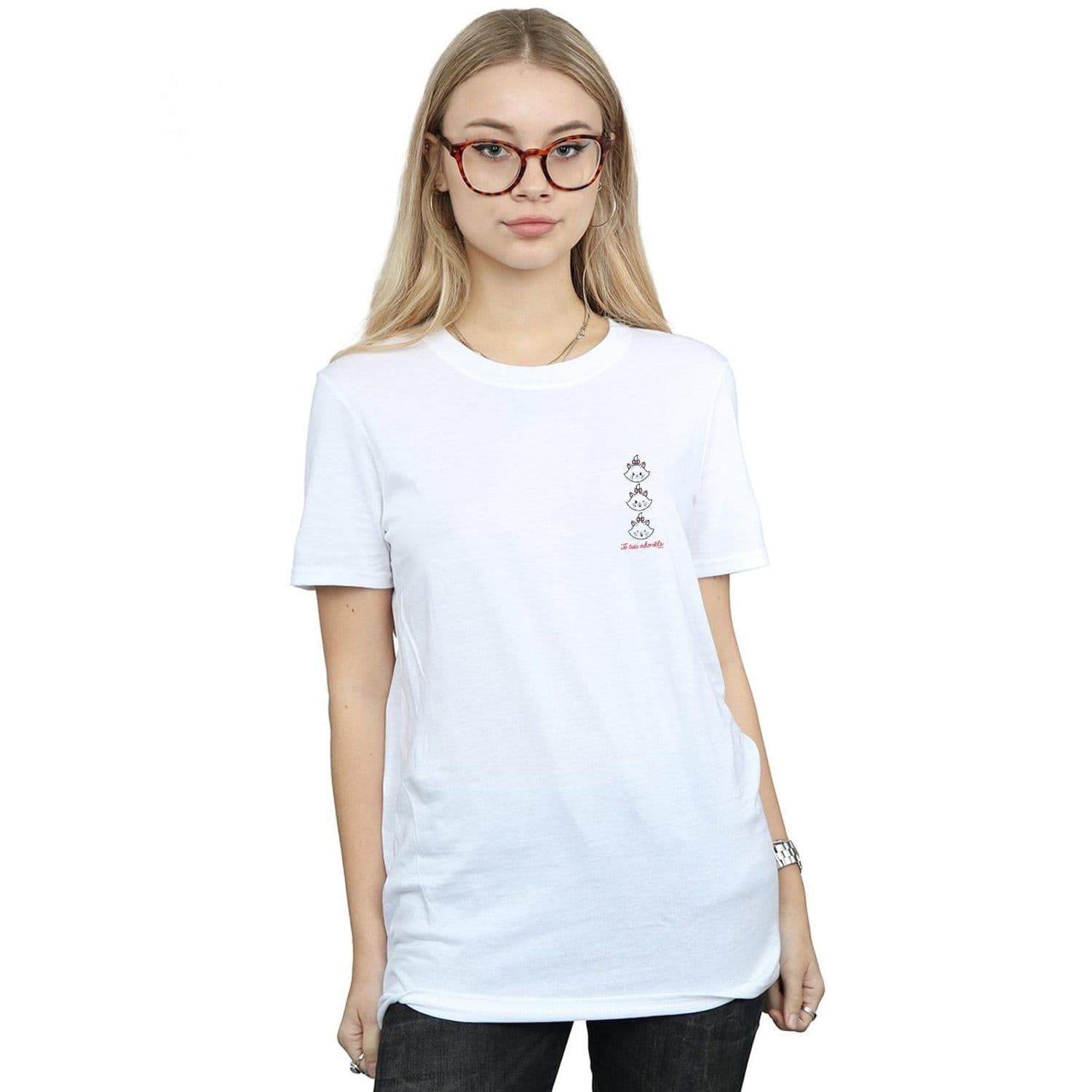 Aristocats Marie Breast Print Cotton Boyfriend T Shirt