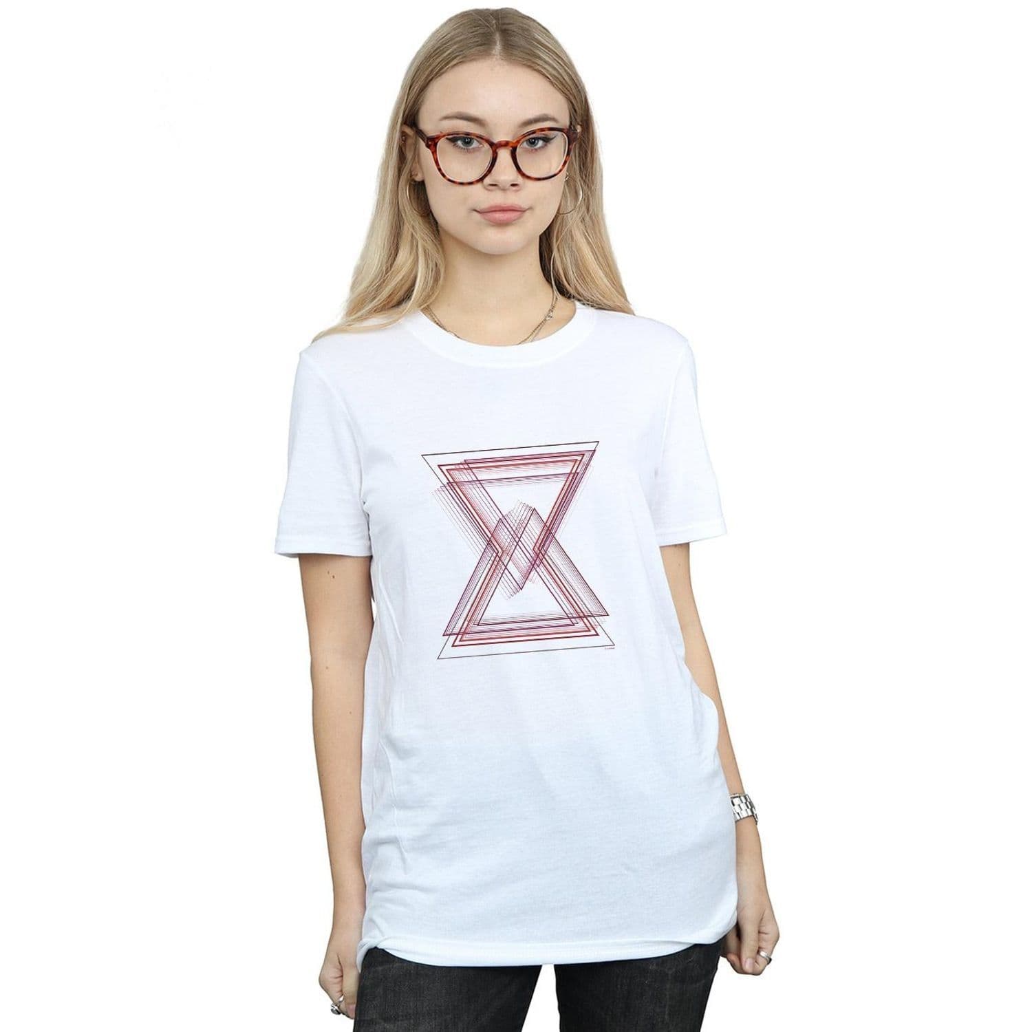 Avengers Infinity War Widow Lines Cotton Boyfriend T Shirt White