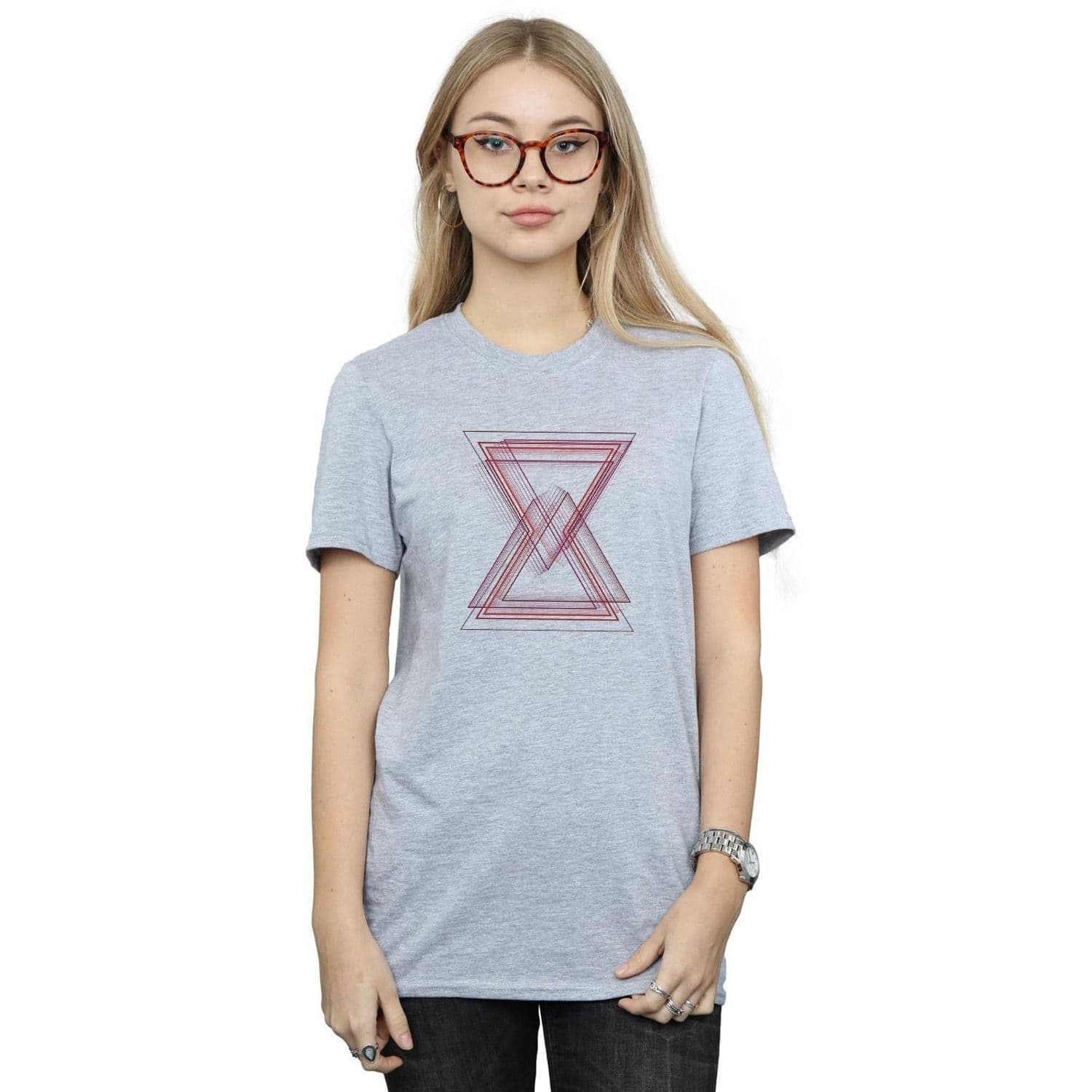 Avengers Infinity War Widow Lines Cotton Boyfriend T Shirt Grey