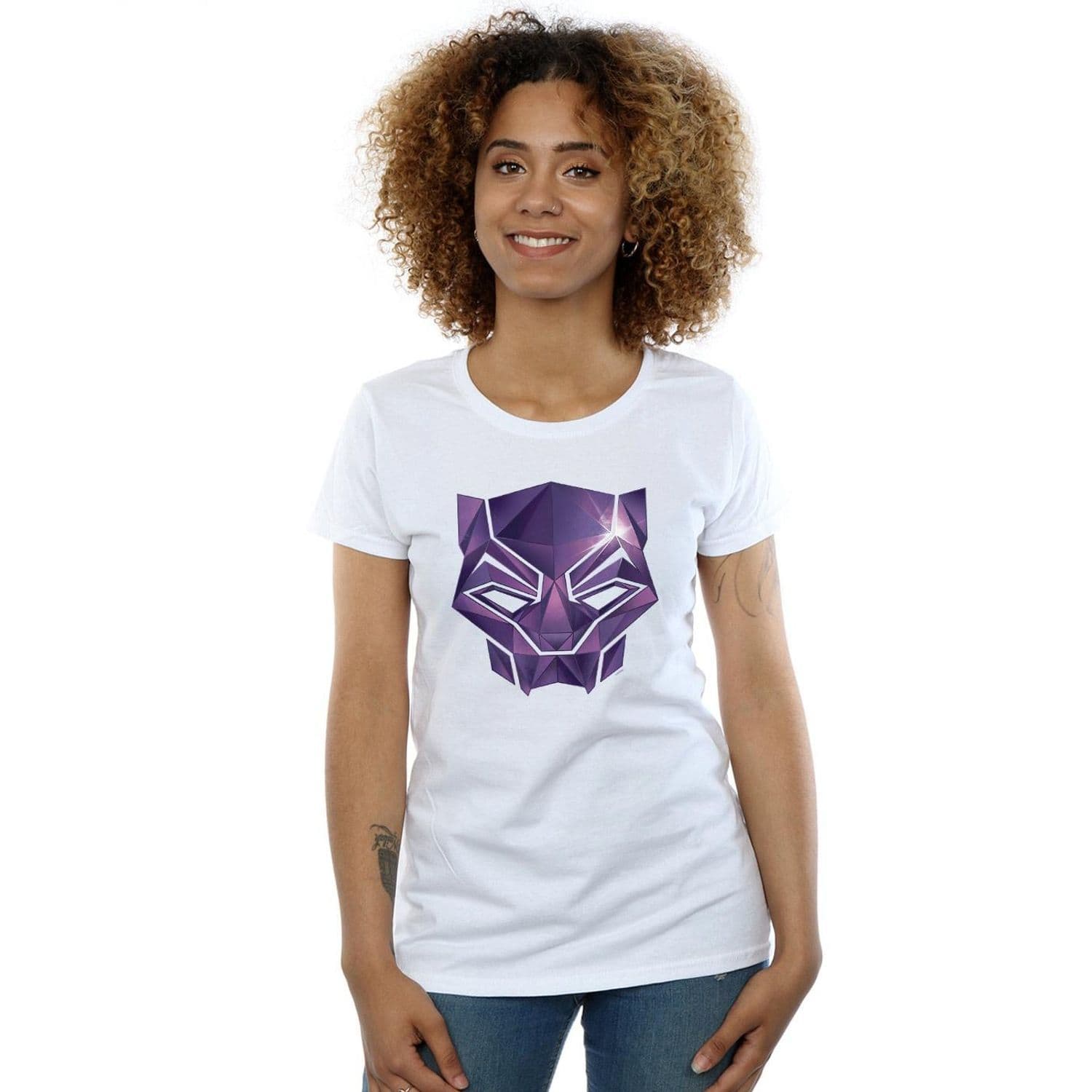 Avengers Infinity War Panther Geometric Cotton T Shirt White