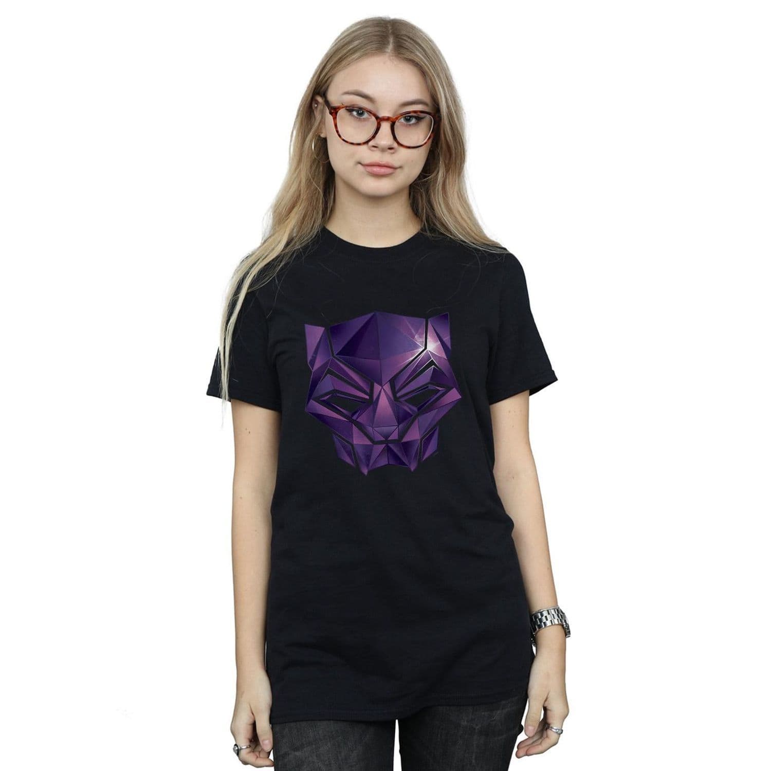 Avengers Infinity War Panther Geometric Cotton Boyfriend T Shirt