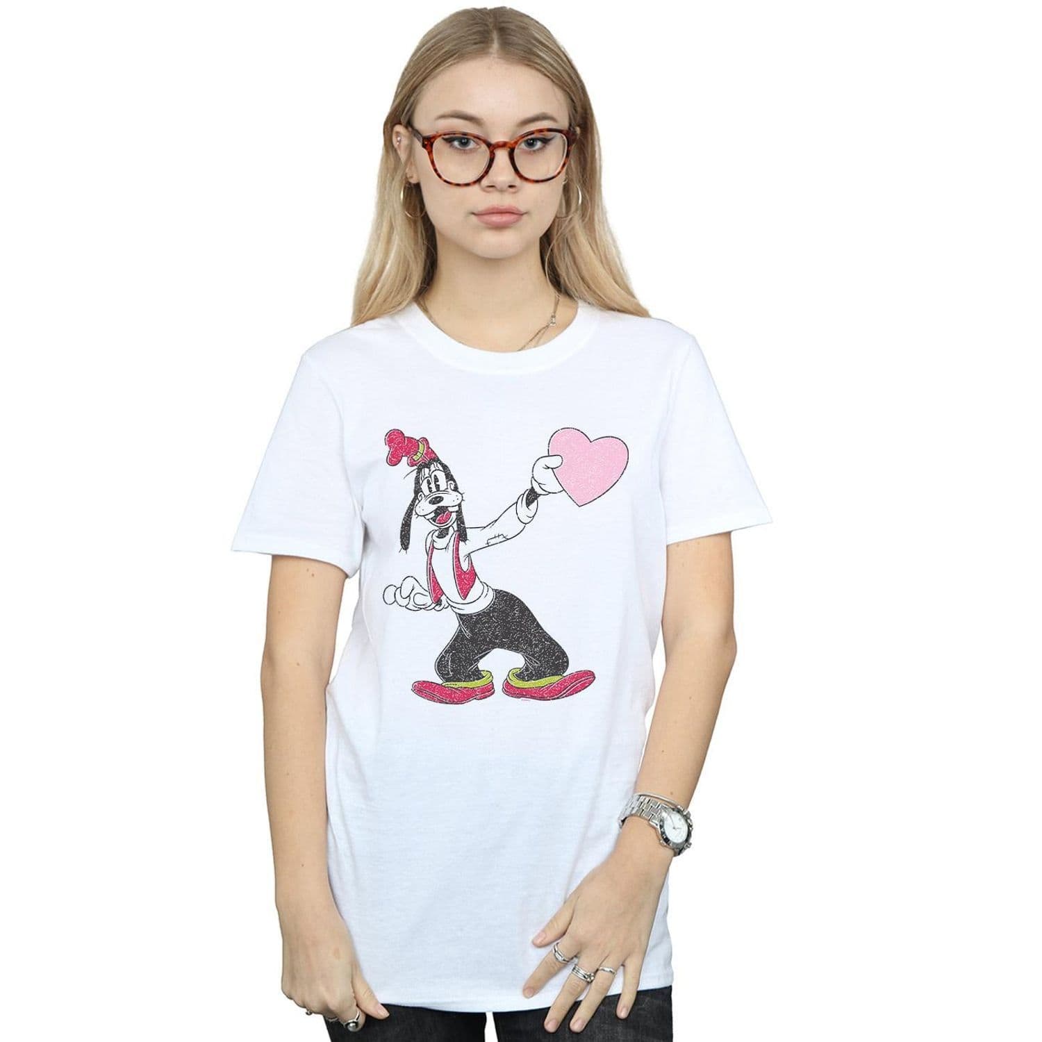 Goofy Love Heart Cotton Boyfriend T Shirt