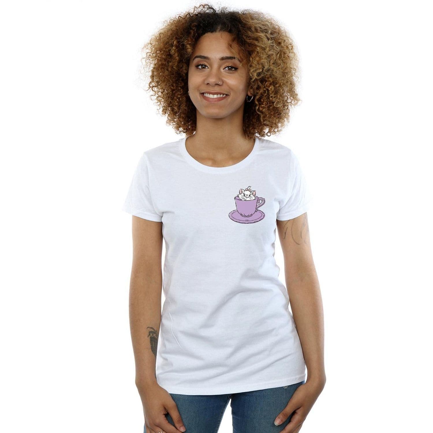 Aristocats Marie Cup Breast Print Cotton T Shirt