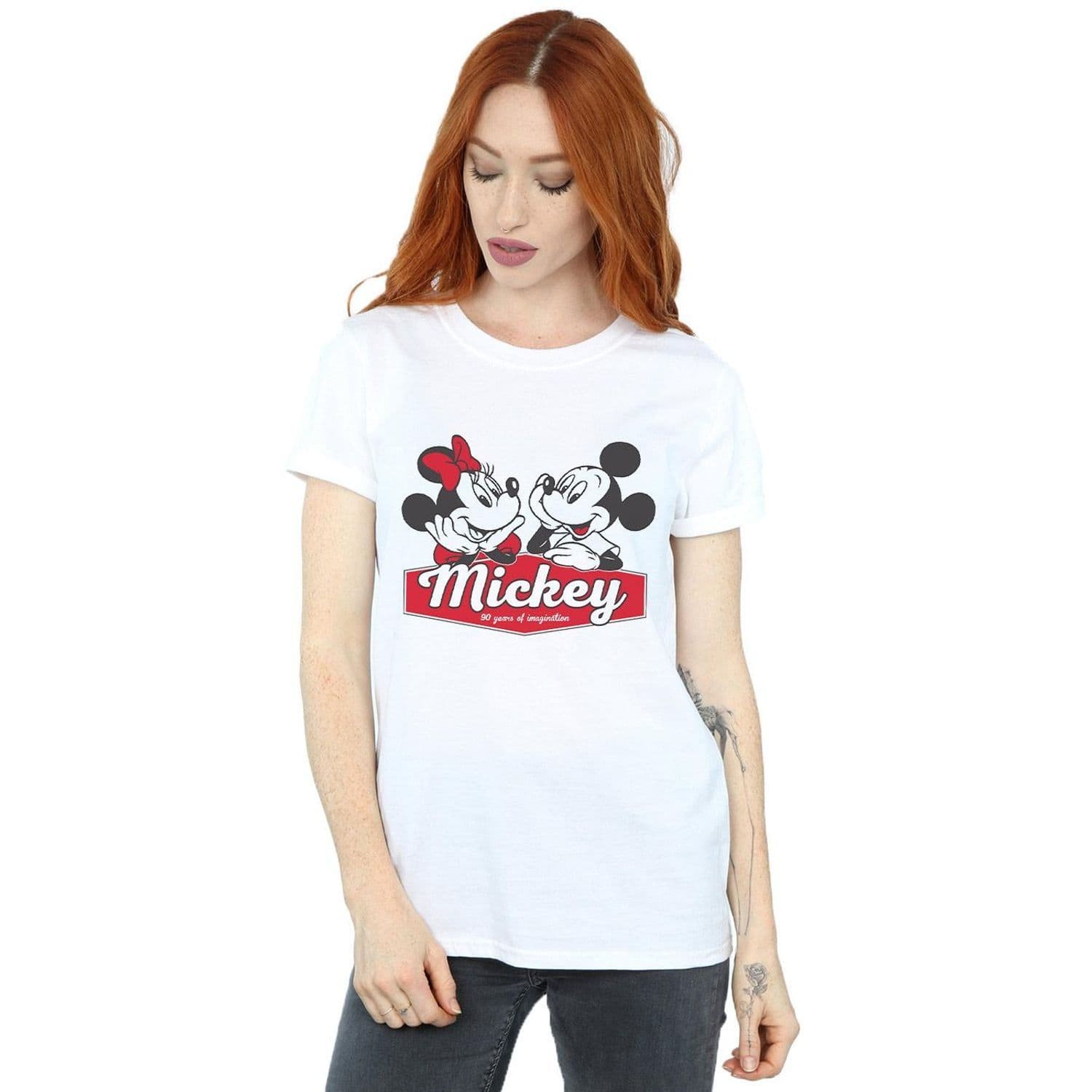 Mickie & Minnie 90 Years Cotton Boyfriend T Shirt