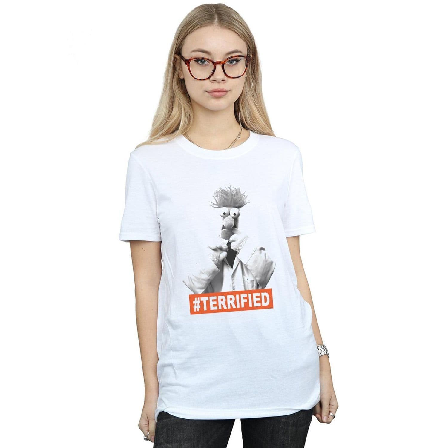 Muppets Beaker Terrified Cotton Boyfriend T Shirt