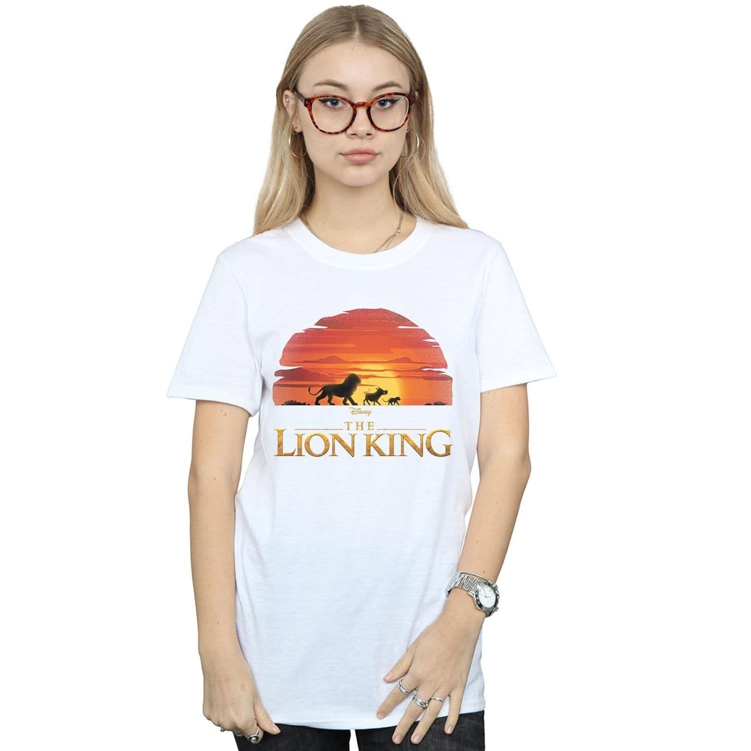 Lion King Movie Sunset Logo Cotton Boyfriend T Shirt