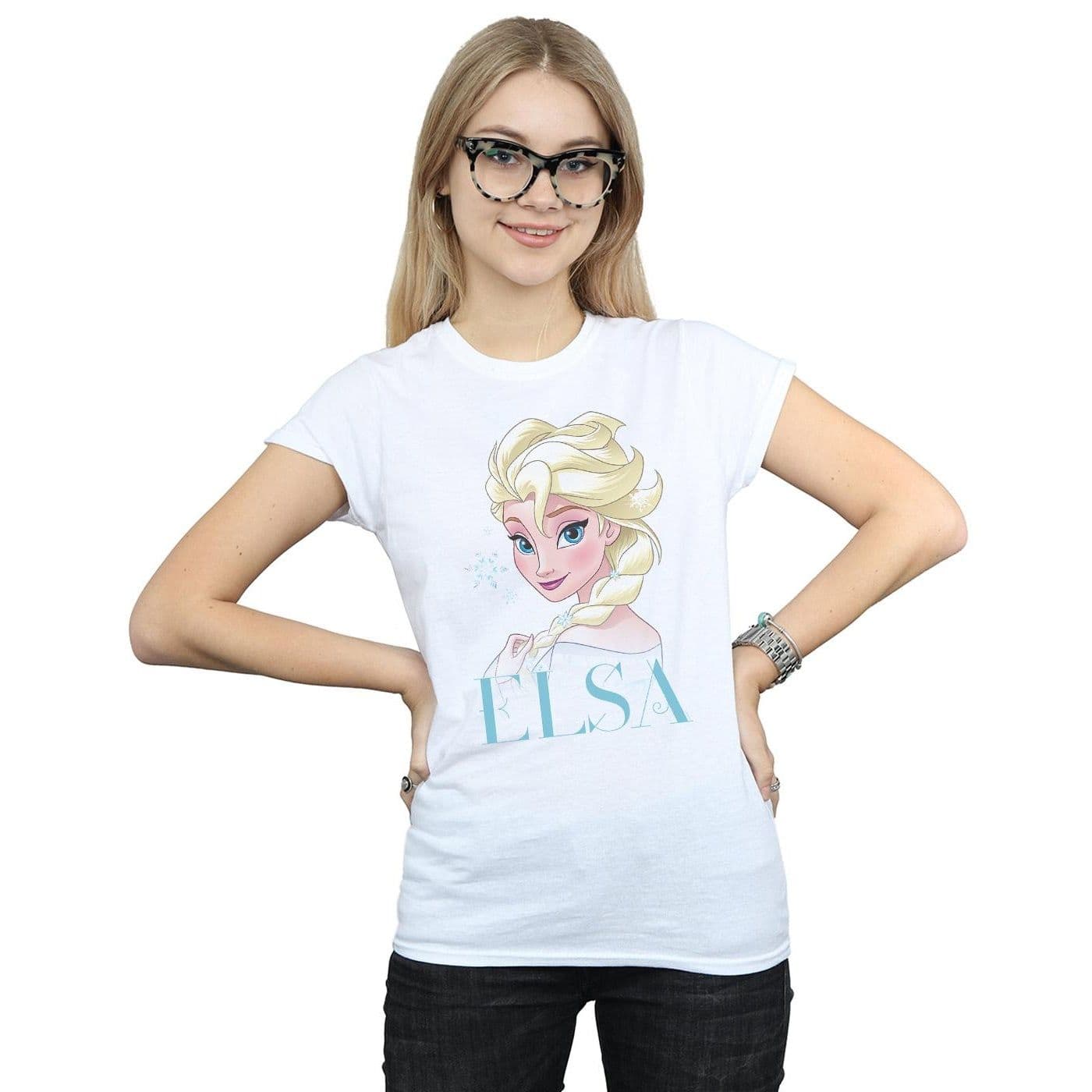 Frozen Elsa Snowflake Portrait Cotton T Shirt