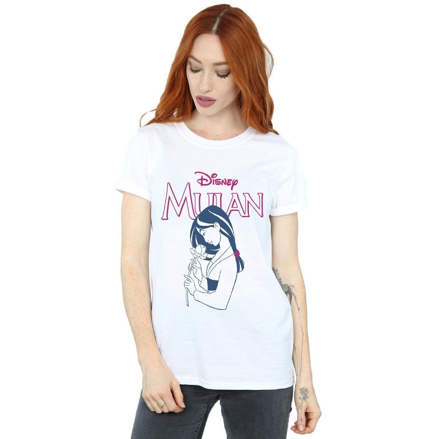 Mulan Magnolia Line Cotton Boyfriend T Shirt