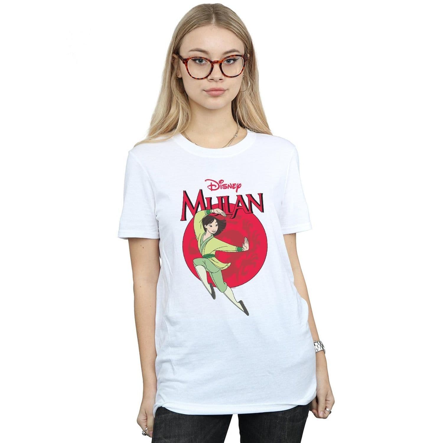 Mulan Dragon Circle Cotton Boyfriend T Shirt
