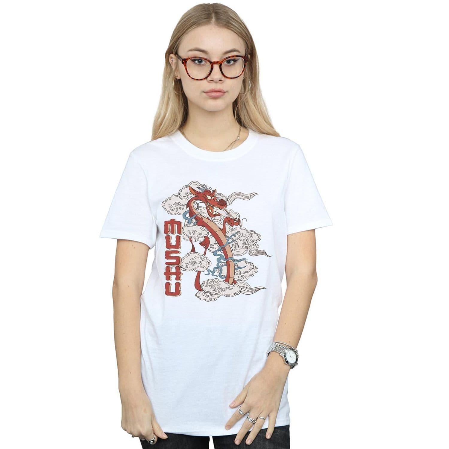 Mulan Mushu Dragon Cotton Boyfriend T Shirt