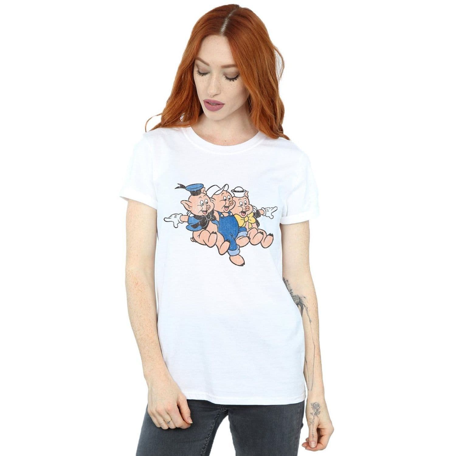 Three Little Pigs Jump Cotton Boyfriend T Shirt