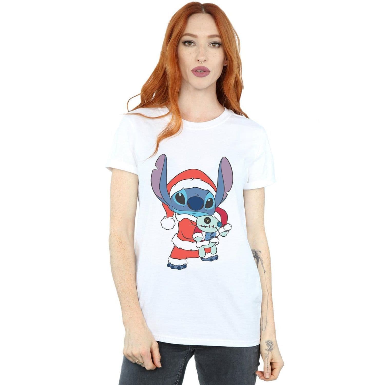 Lilo & Stitch Stitch Christmas Cotton Boyfriend T Shirt