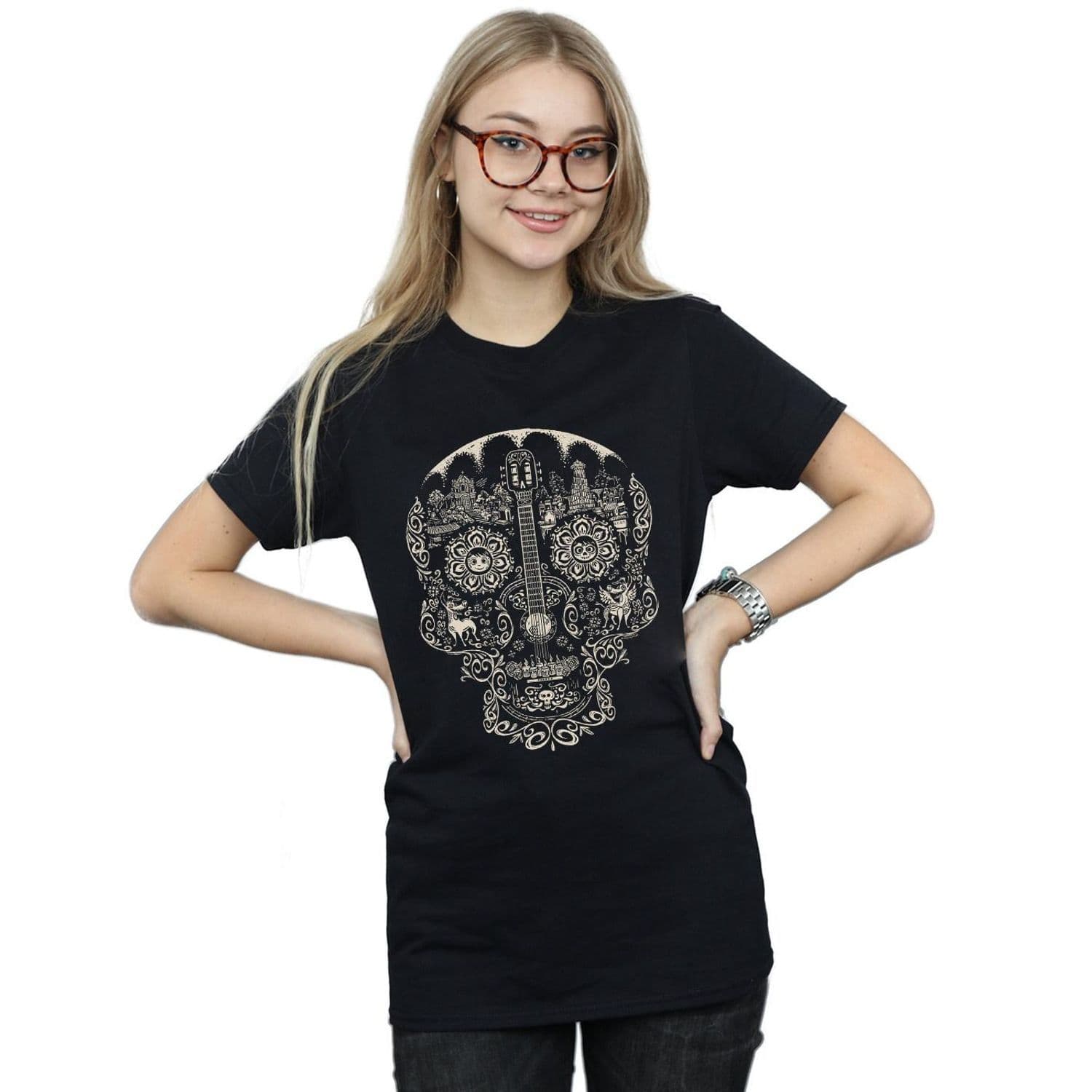 Coco Skull Mono Pattern Cotton Boyfriend T Shirt