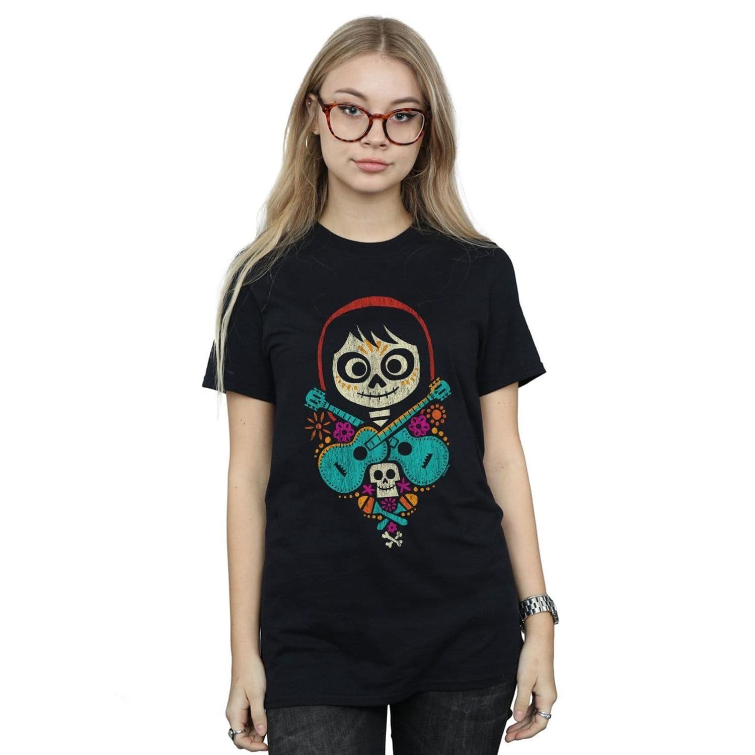 Coco Miguel Crossed Guitars Cotton Boyfriend T Shirt