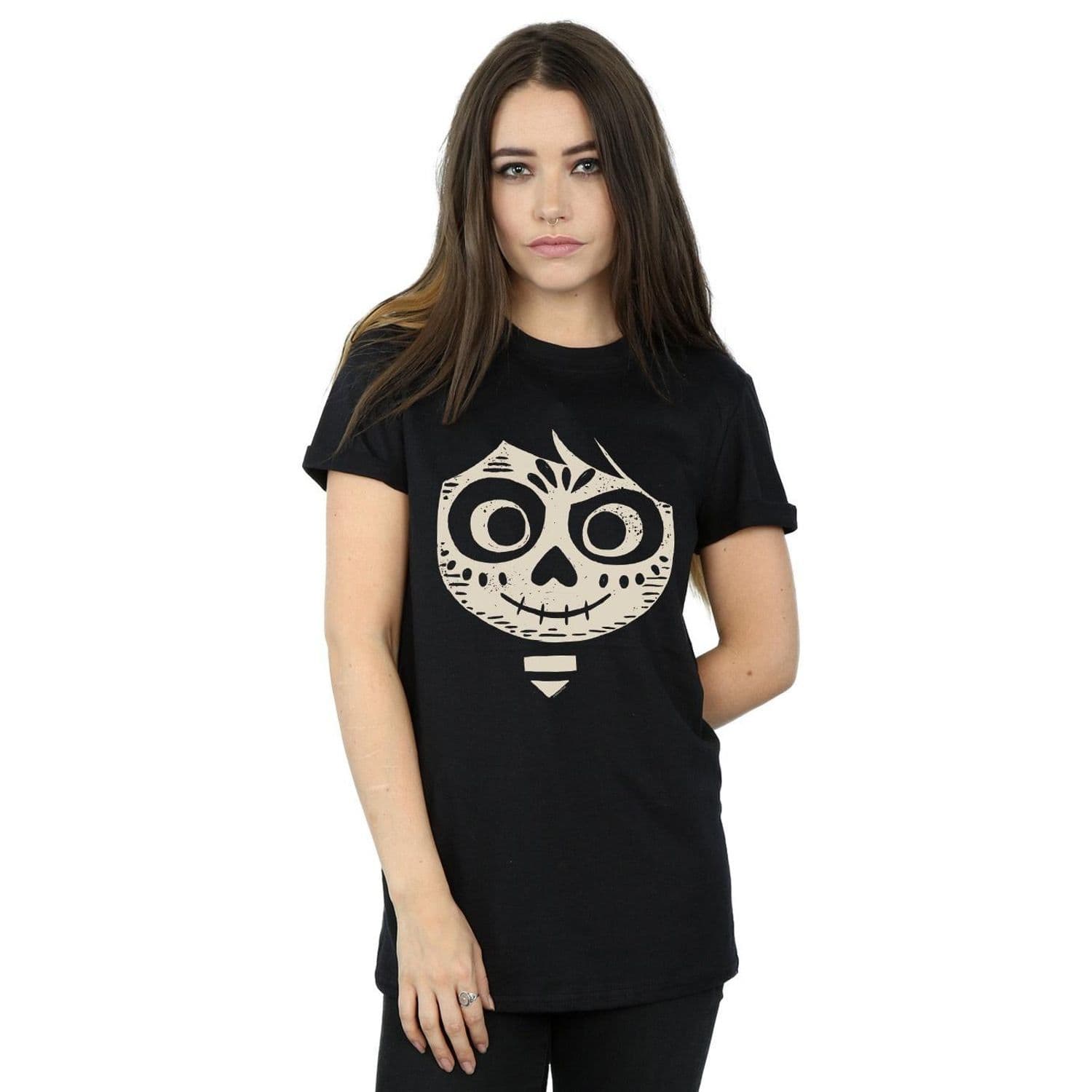 Coco Miguel Skeleton Face Cotton Boyfriend T Shirt