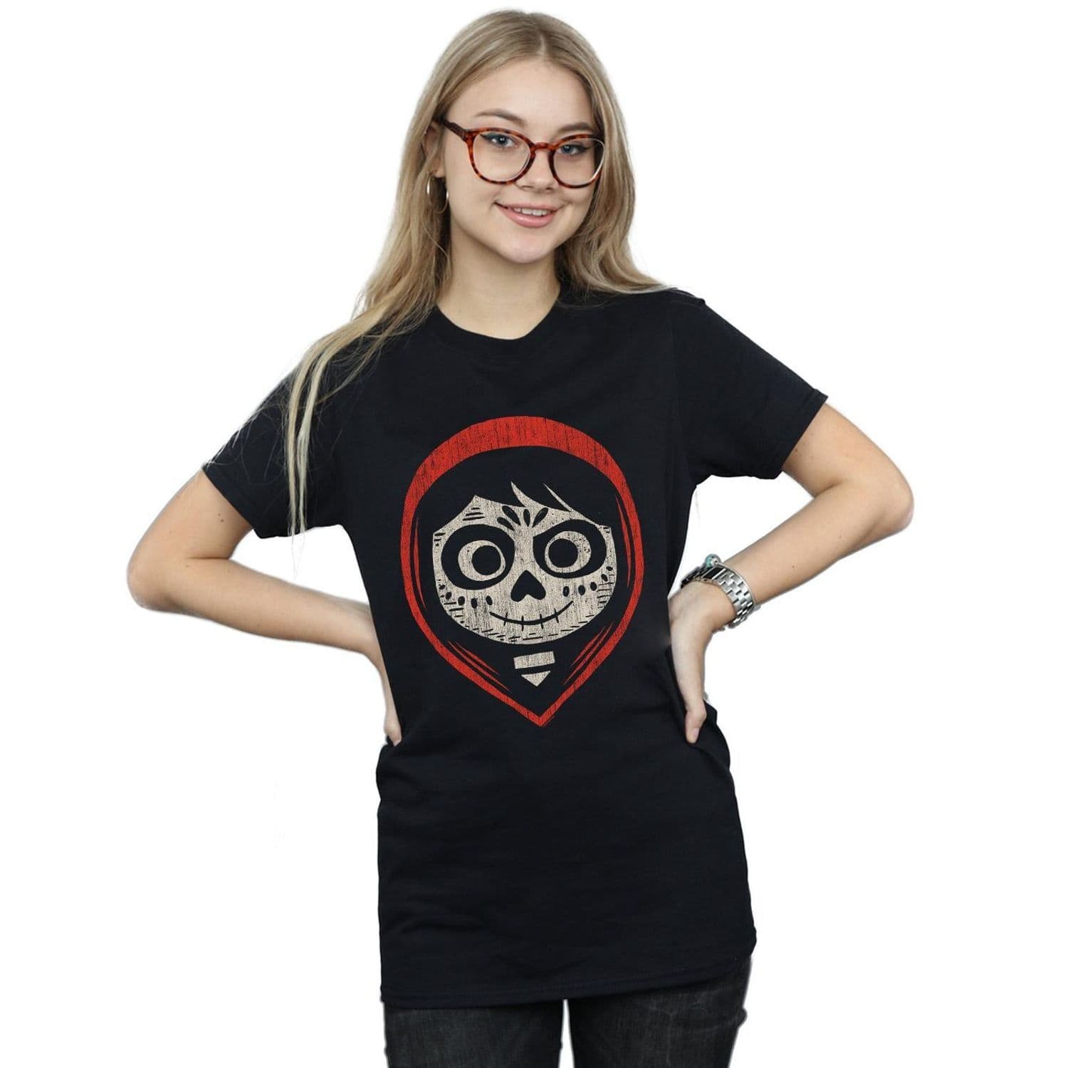 Coco Miguel Skeleton Face Hood Cotton Boyfriend T Shirt