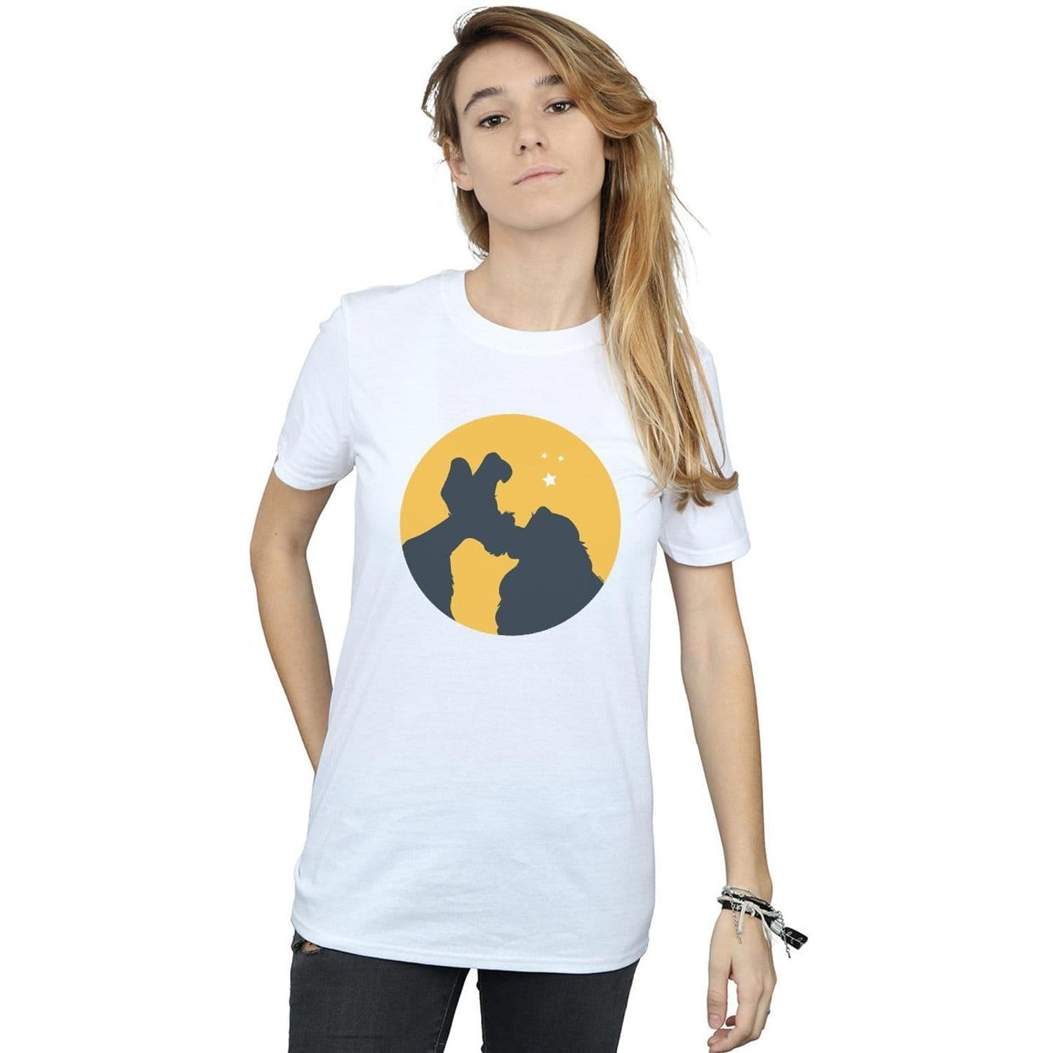 & Tramp Moonlight Kiss Cotton Boyfriend T Shirt