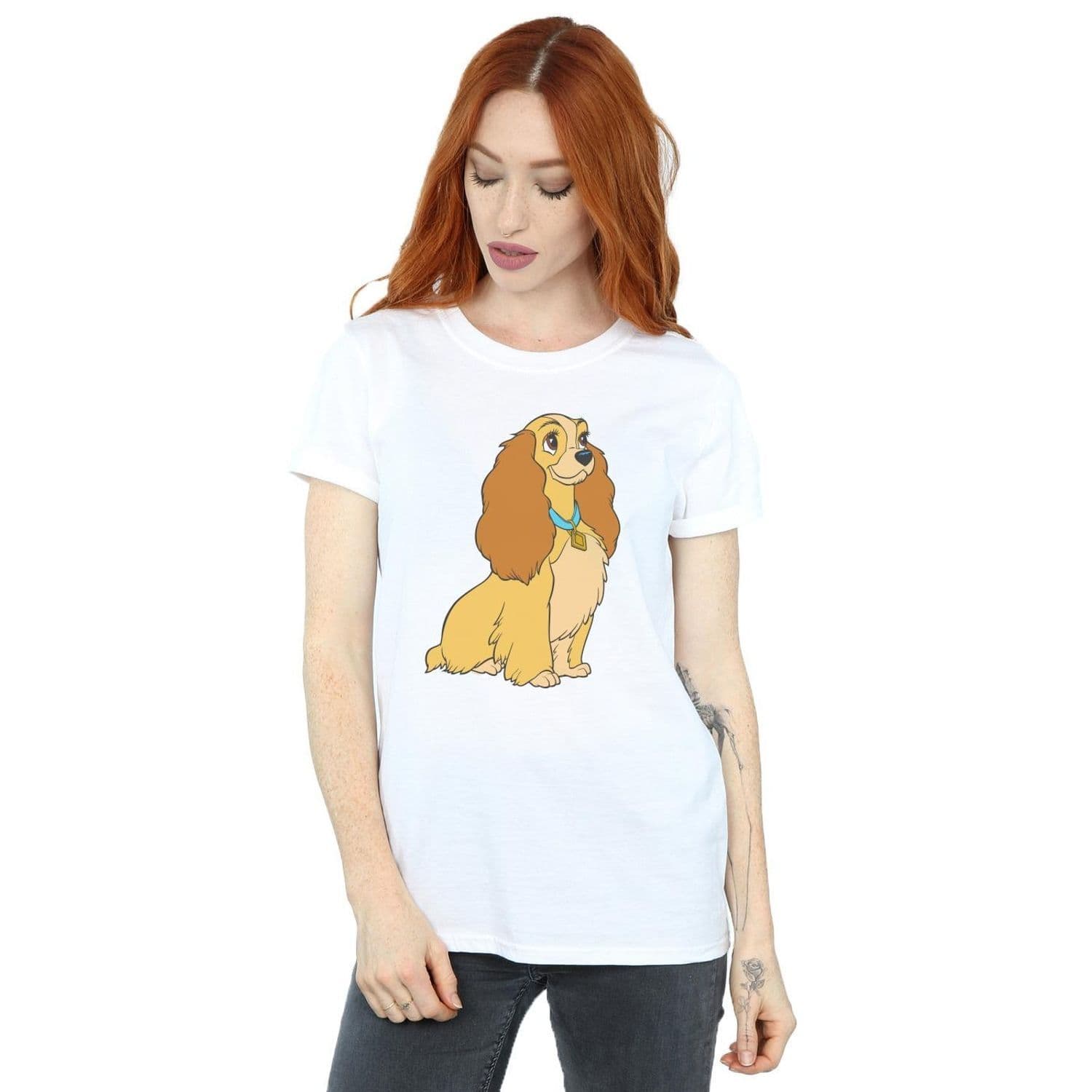 & Tramp Spaghetti Heart Cotton Boyfriend T Shirt