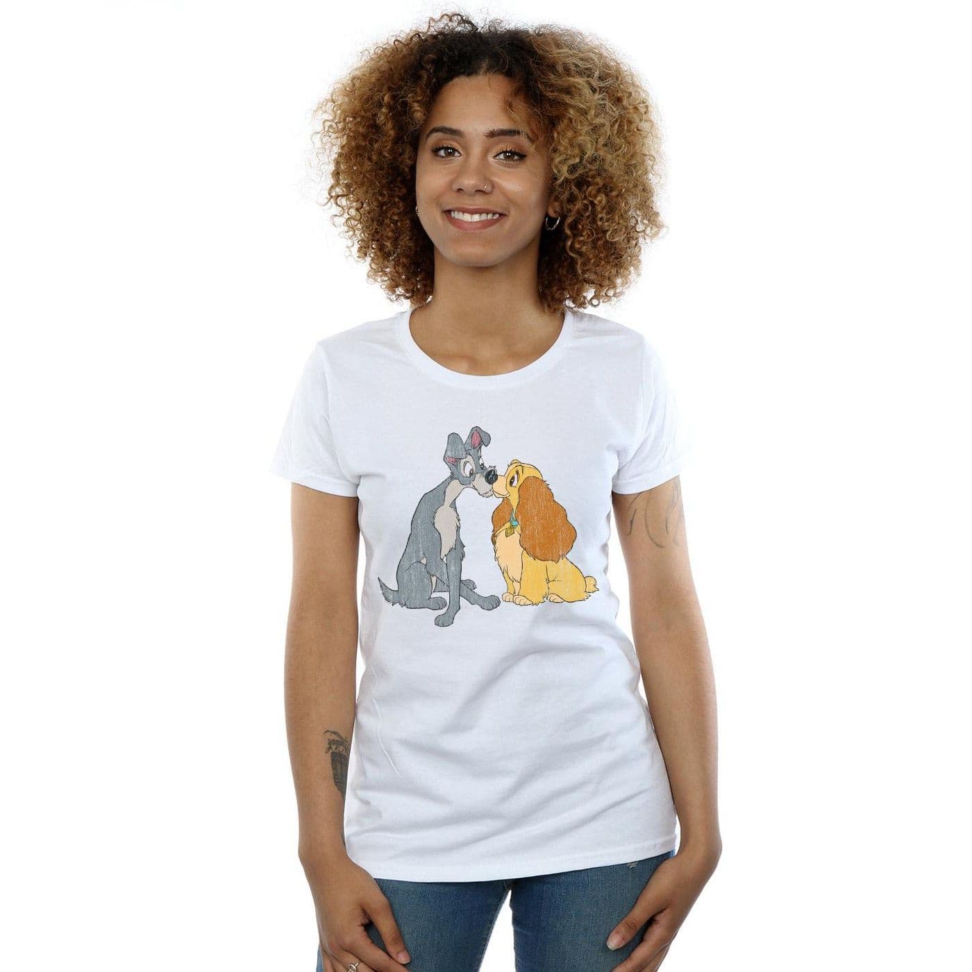 & Tramp Distressed Kiss Cotton T Shirt