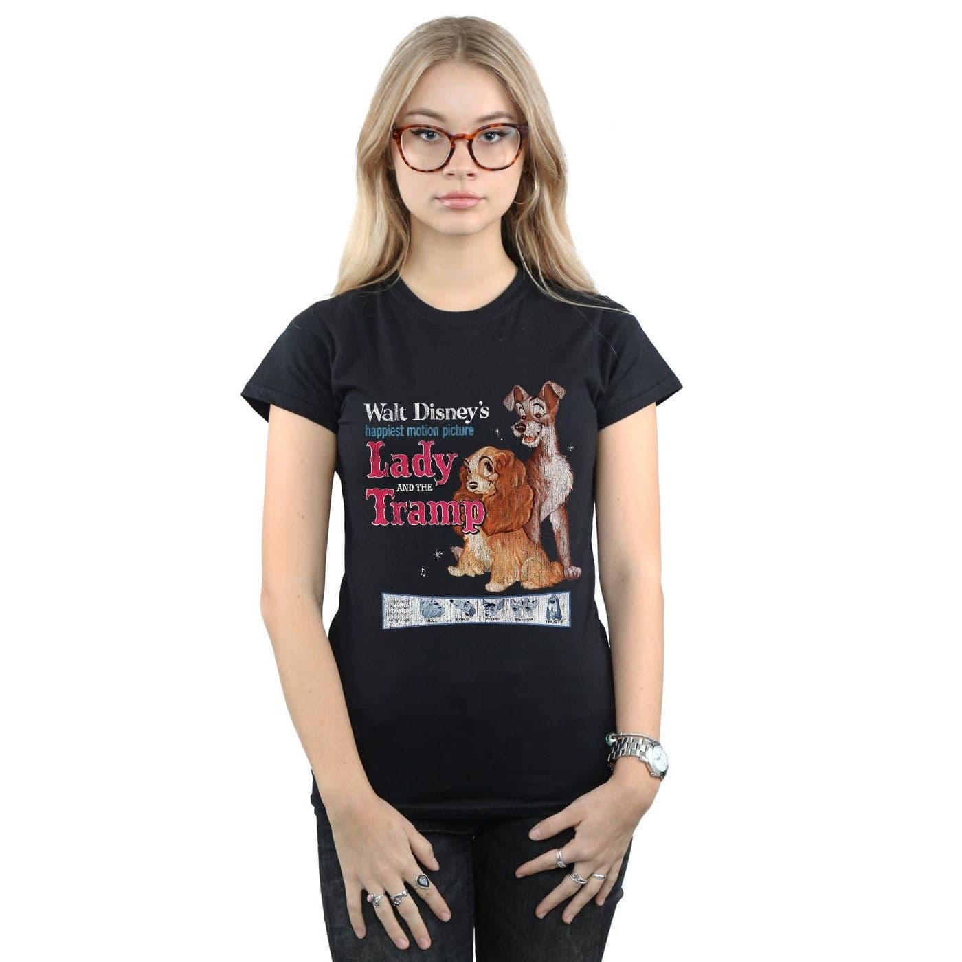 & Tramp Distressed Classic Poster Cotton T Shirt
