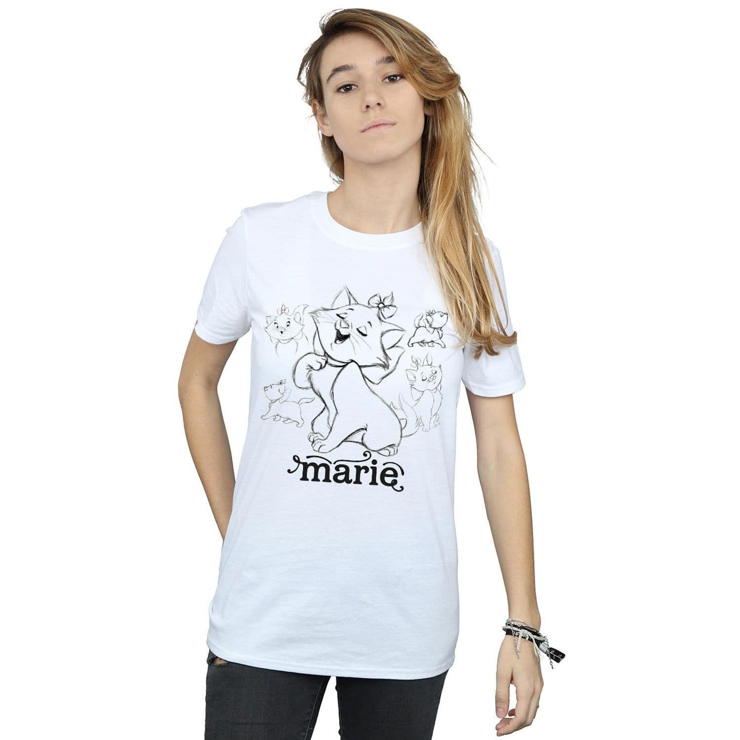 Marie Collage Sketch Cotton Boyfriend T Shirt