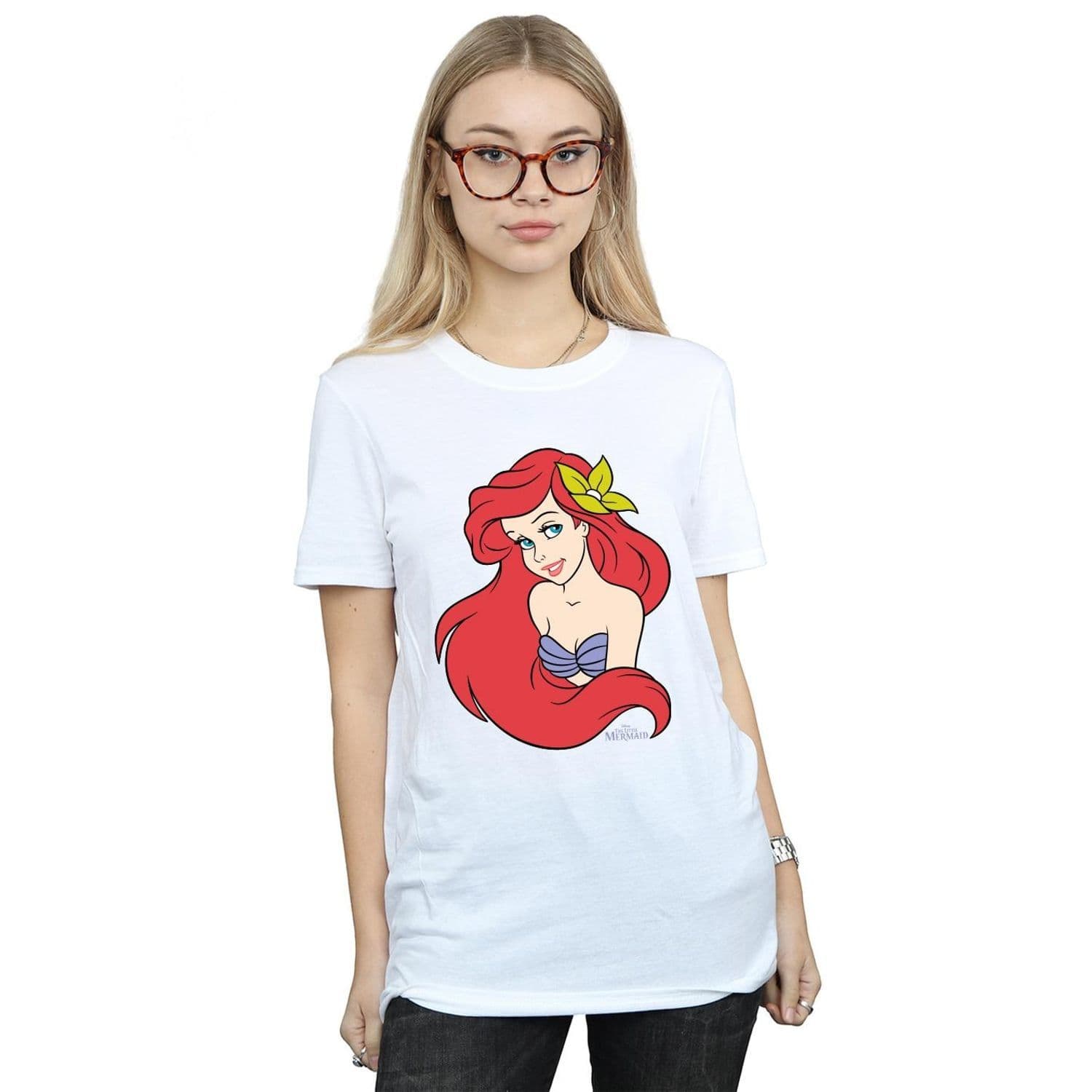 Little Mermaid Close Up Cotton Boyfriend T Shirt