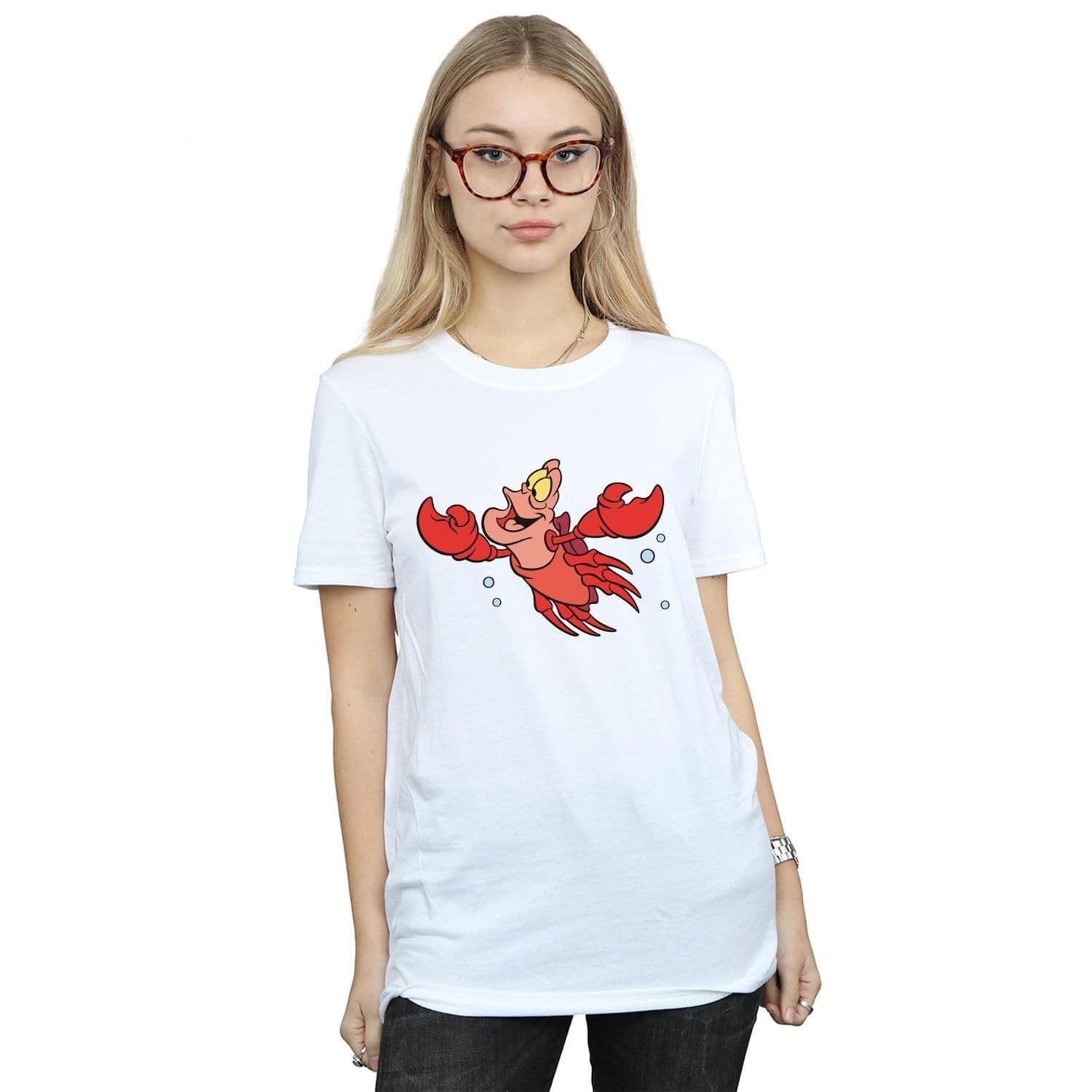 Little Mermaid Sebastian Bubbles Cotton Boyfriend T Shirt