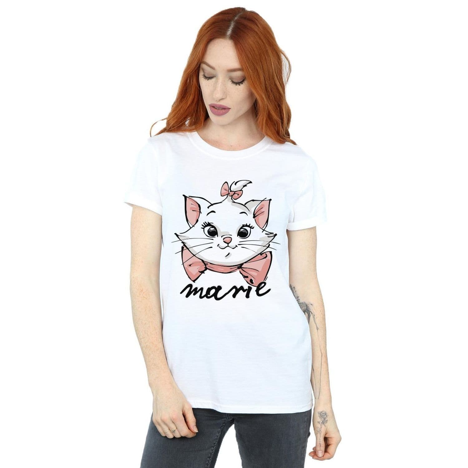 Aristocats Marie Sketch Face Cotton Boyfriend T Shirt