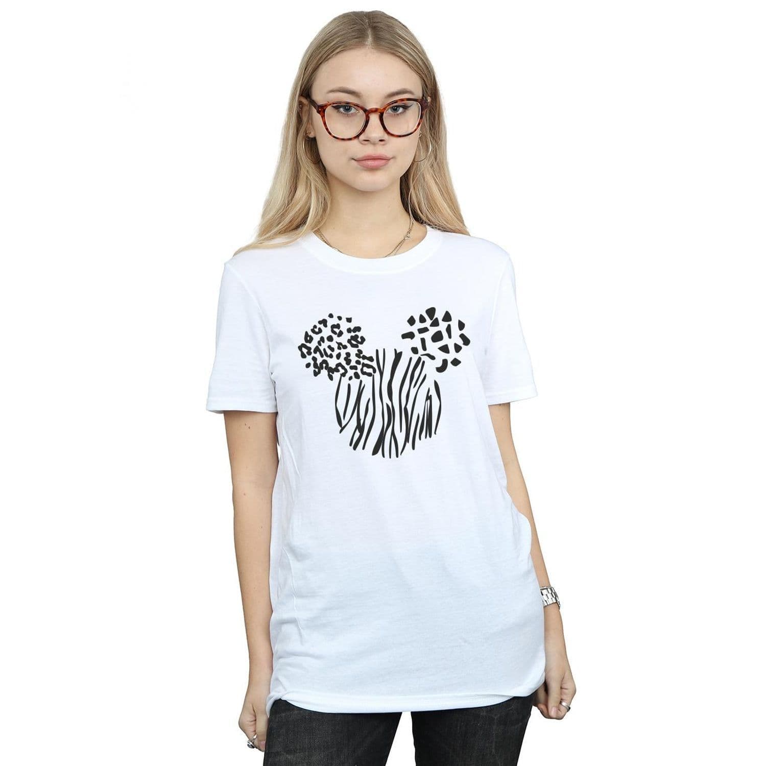 Mickey Mouse Animal Cotton Boyfriend T Shirt