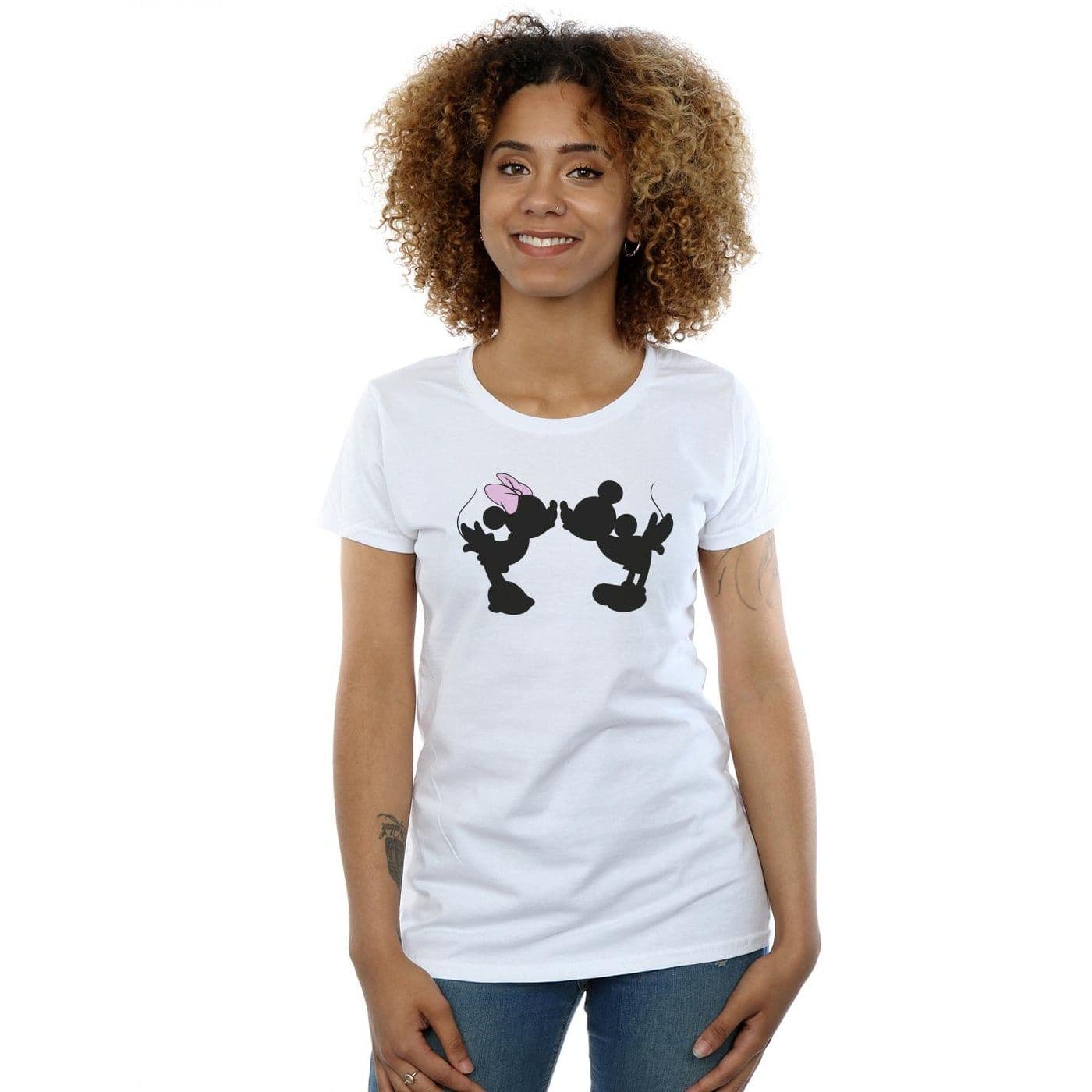 Mickey Minnie Kiss Silhouette Cotton T Shirt