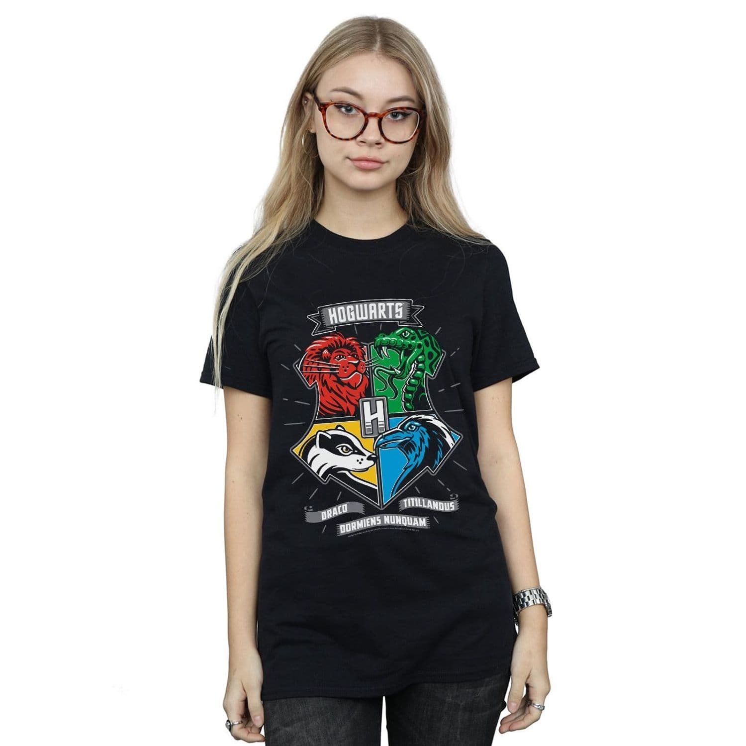 Hogwarts Toon Crest Cotton Boyfriend T Shirt