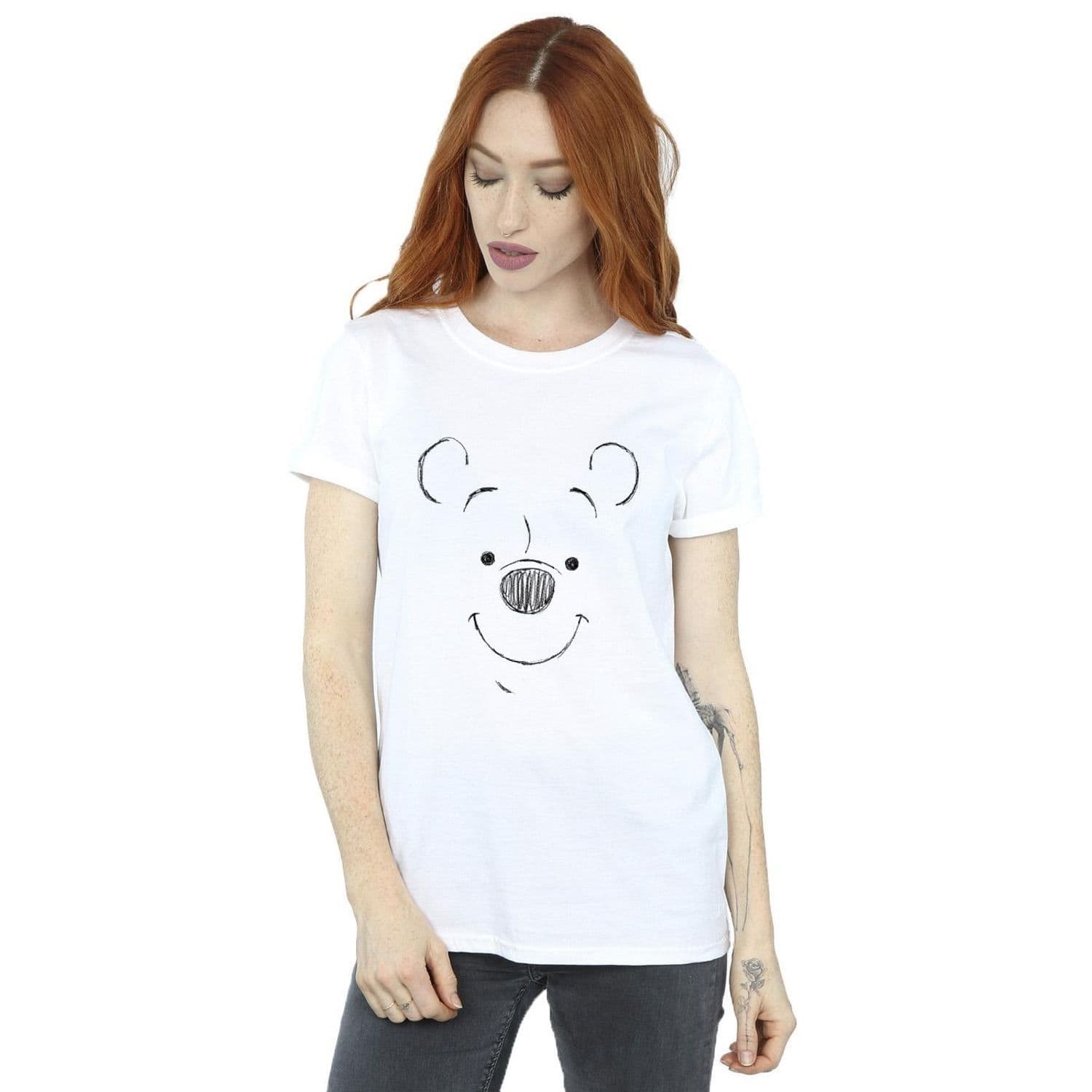 Winnie Pooh Winnie Pooh Face Cotton Boyfriend T Shirt