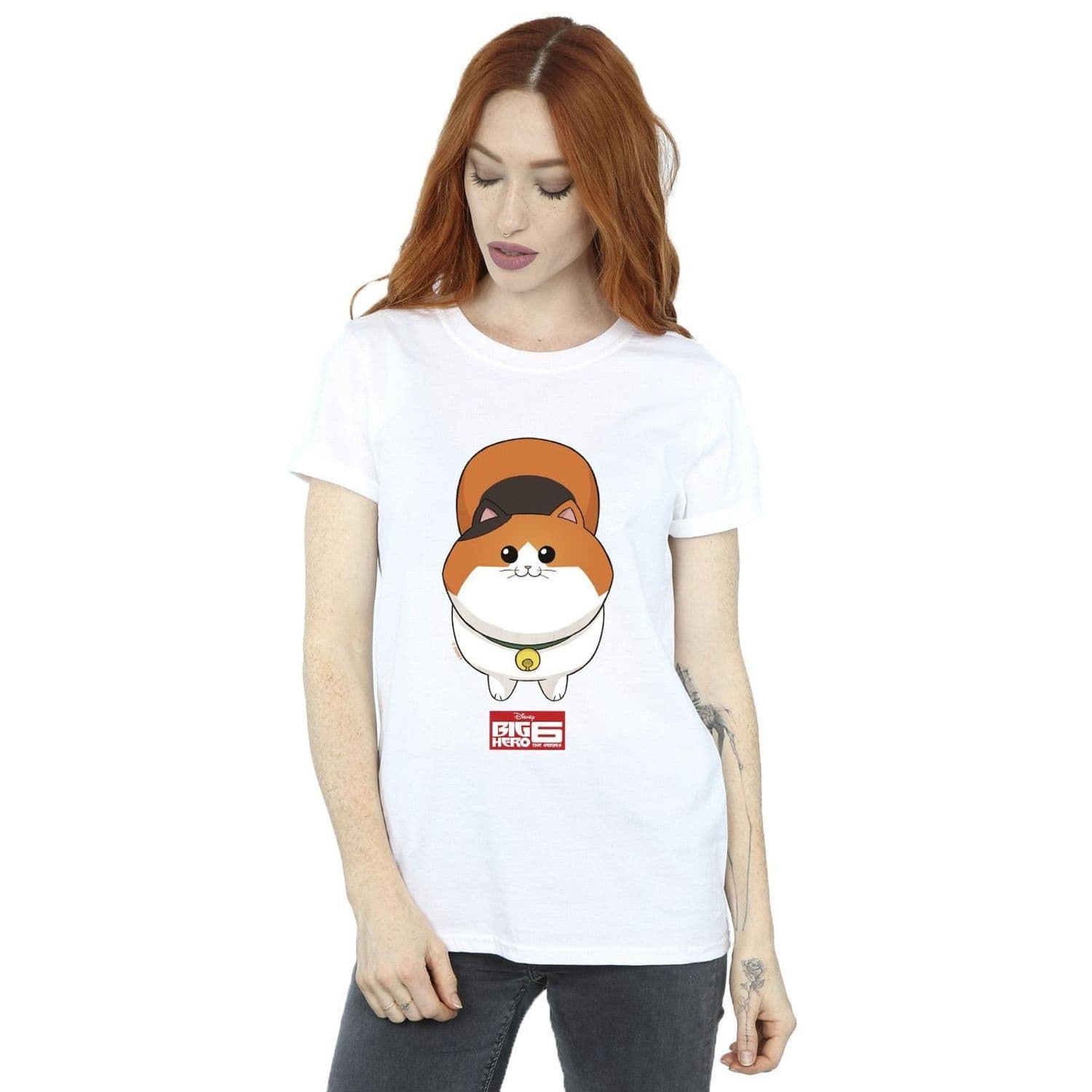 Big Hero 6 Baymax Kitten Face Cotton Boyfriend T Shirt