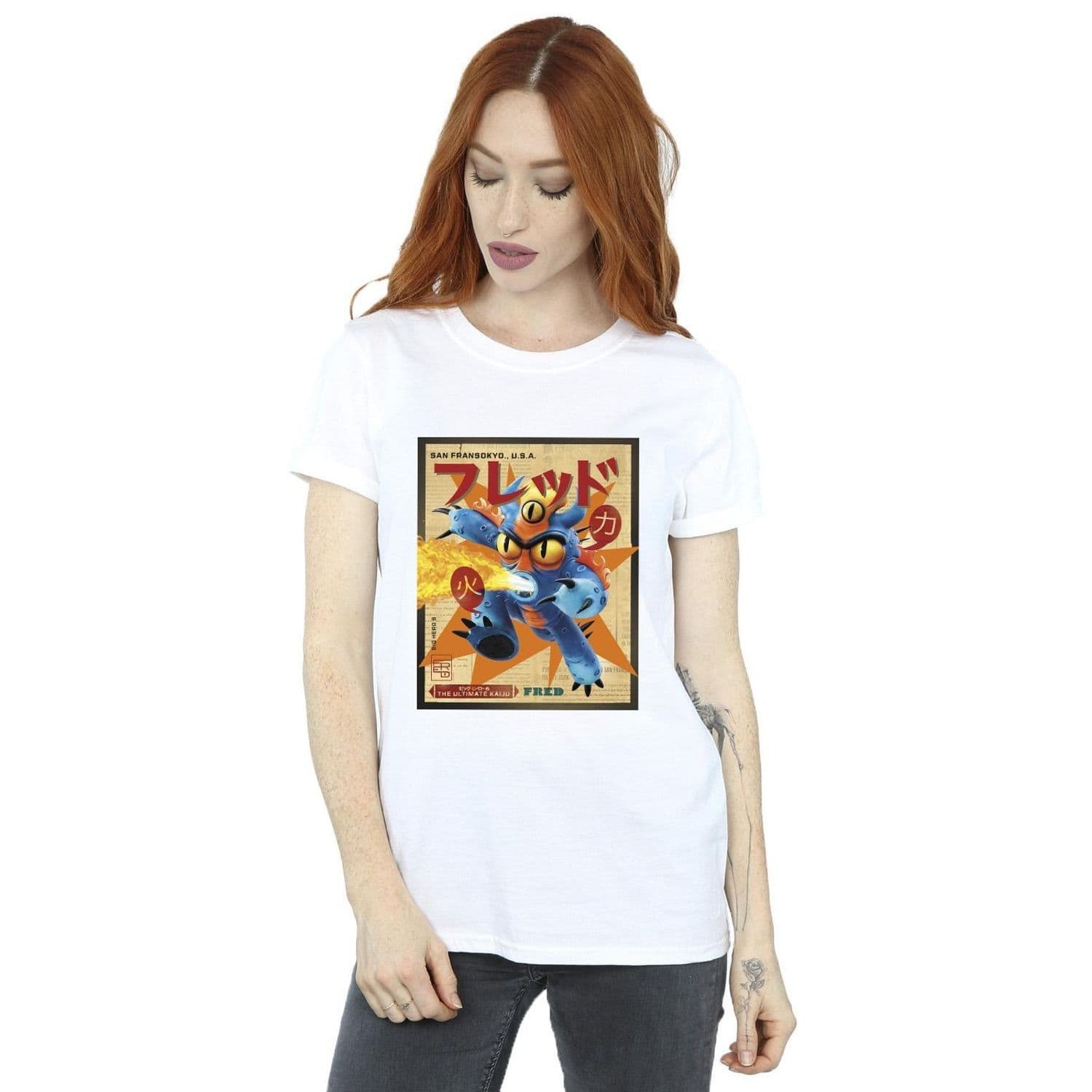 Big Hero 6 Baymax Fred Newspaper Cotton Boyfriend T Shirt